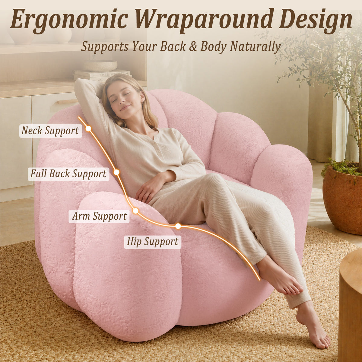 HomeMiYN Flower Shaped Bean Bag Chair for Adults