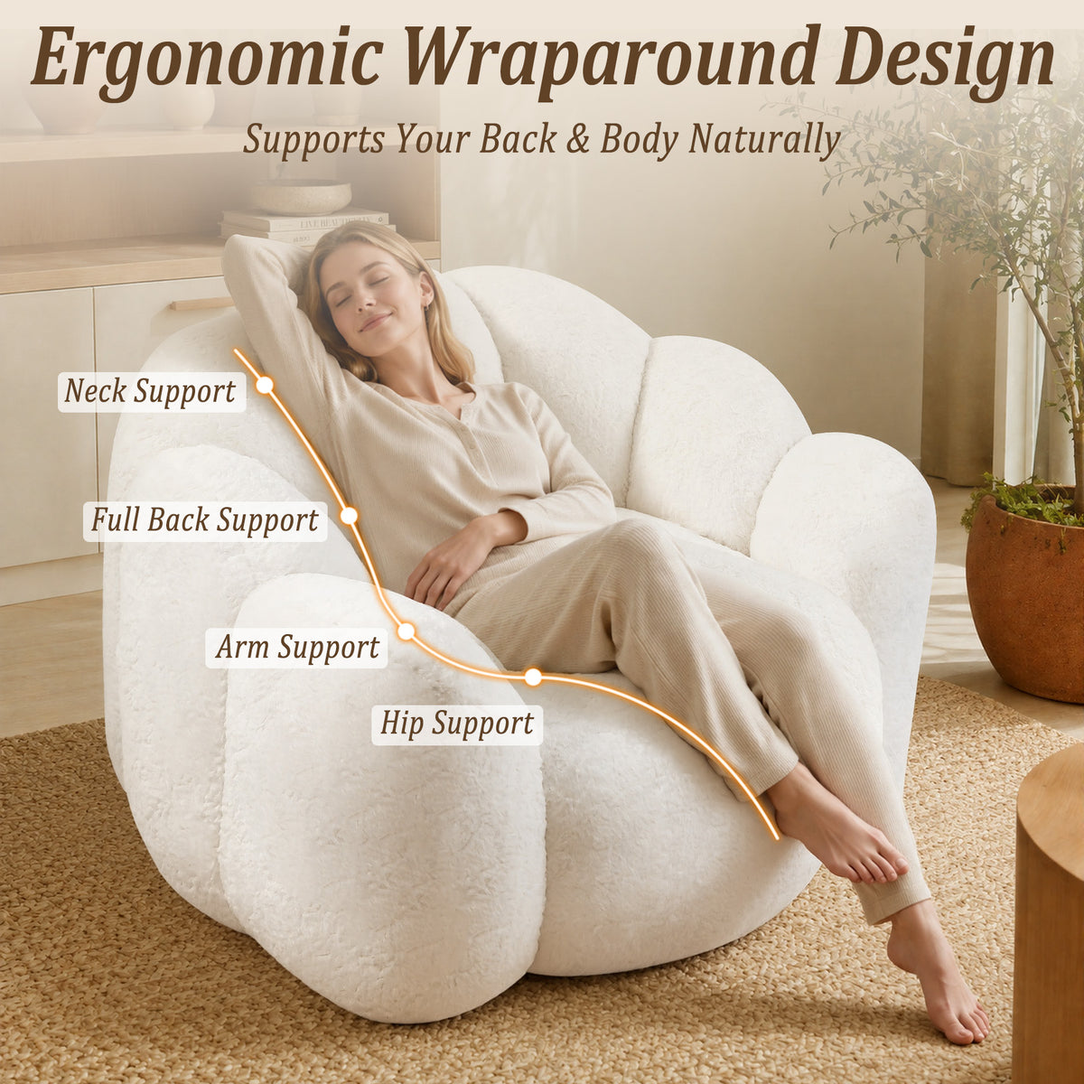 HomeMiYN Flower Shaped Bean Bag Chair for Adults