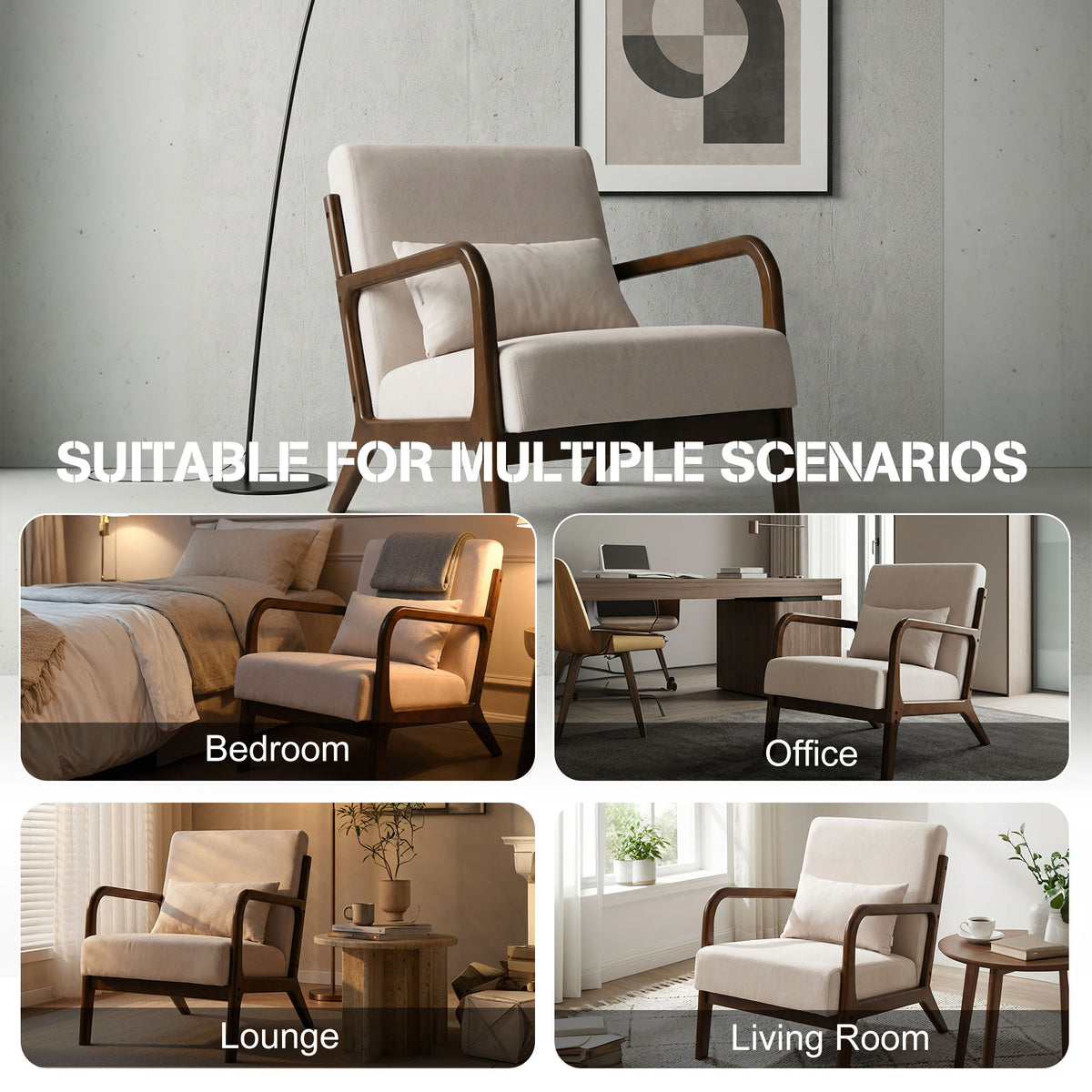 HomeMiYN Retro PU Leather Reading Chair with Ergonomic Armrests, 150kg Load Capacity, Medieval Style