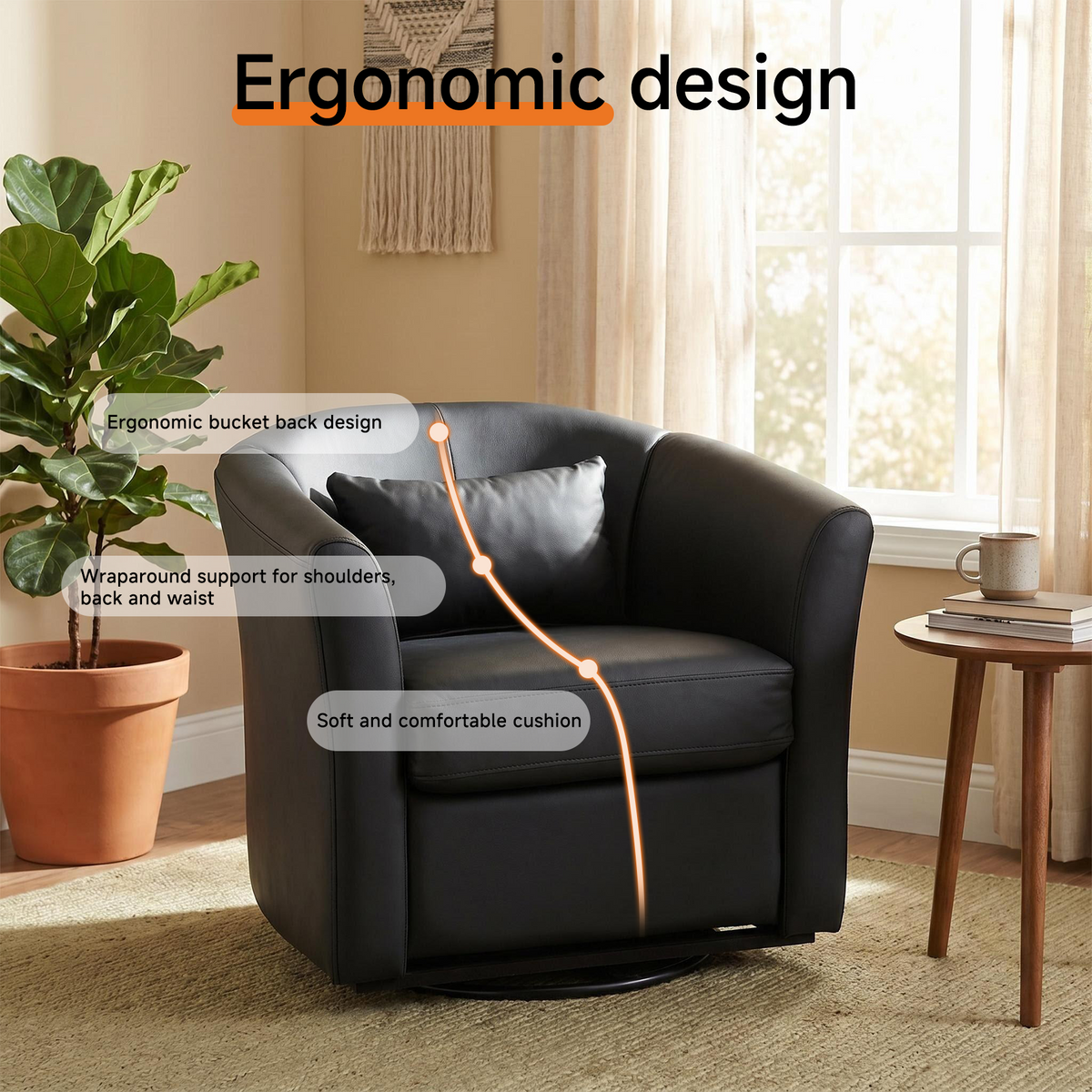 HomeMiYN 360° Swivel Relaxing Chair with Storage for Living Room