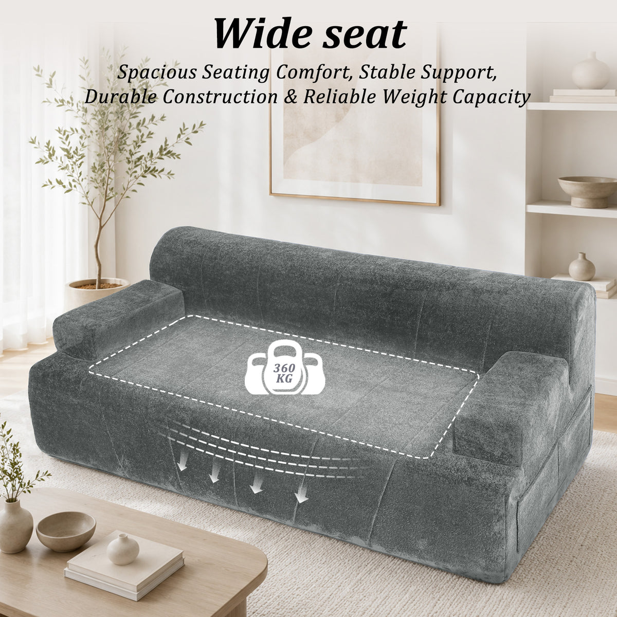 HomeMiYN 178cm 3-Seater Corduroy Boneless Sofa No Assembly Required