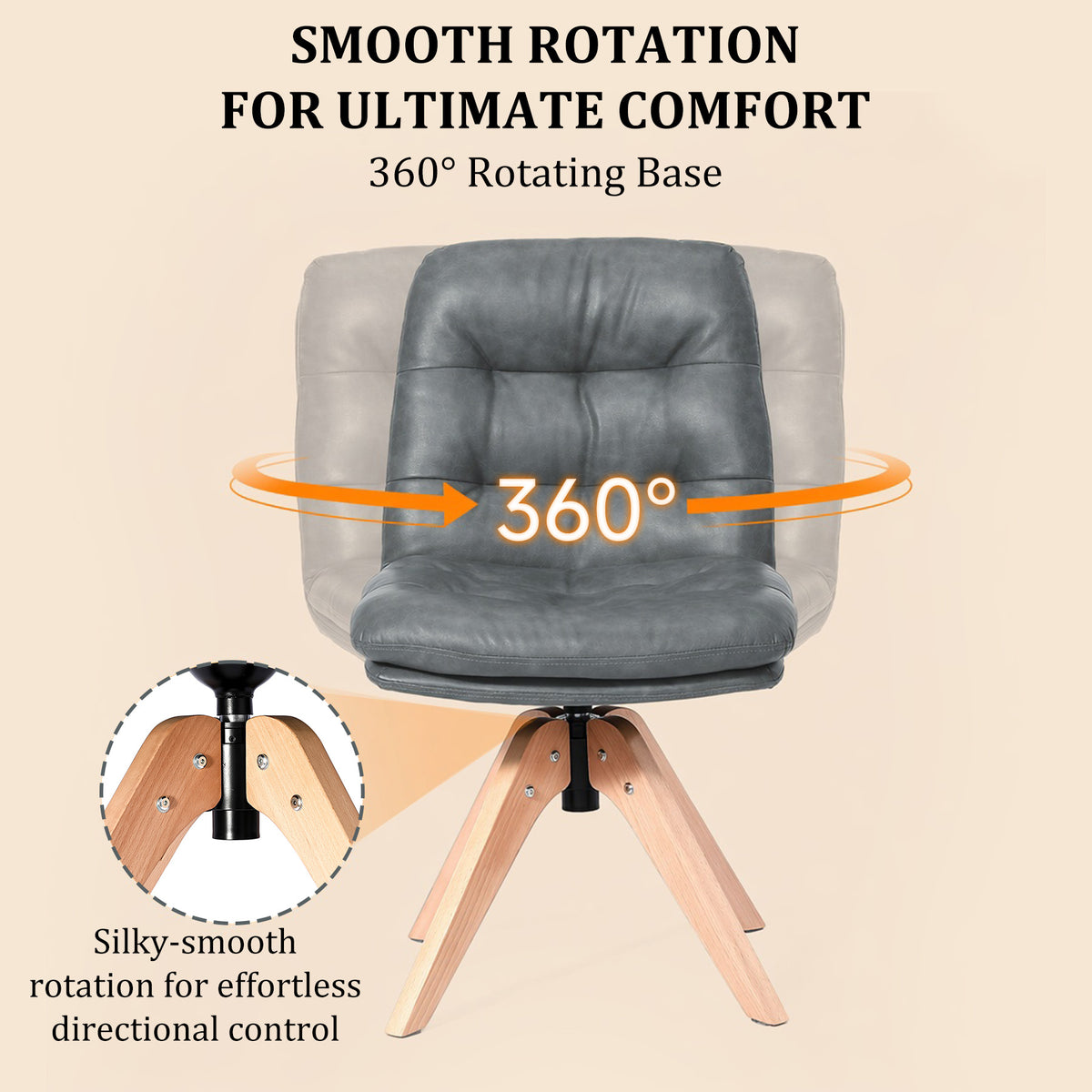 HomeMiYN 360° Swivel Dining Chairs Faux Leather Upholstered