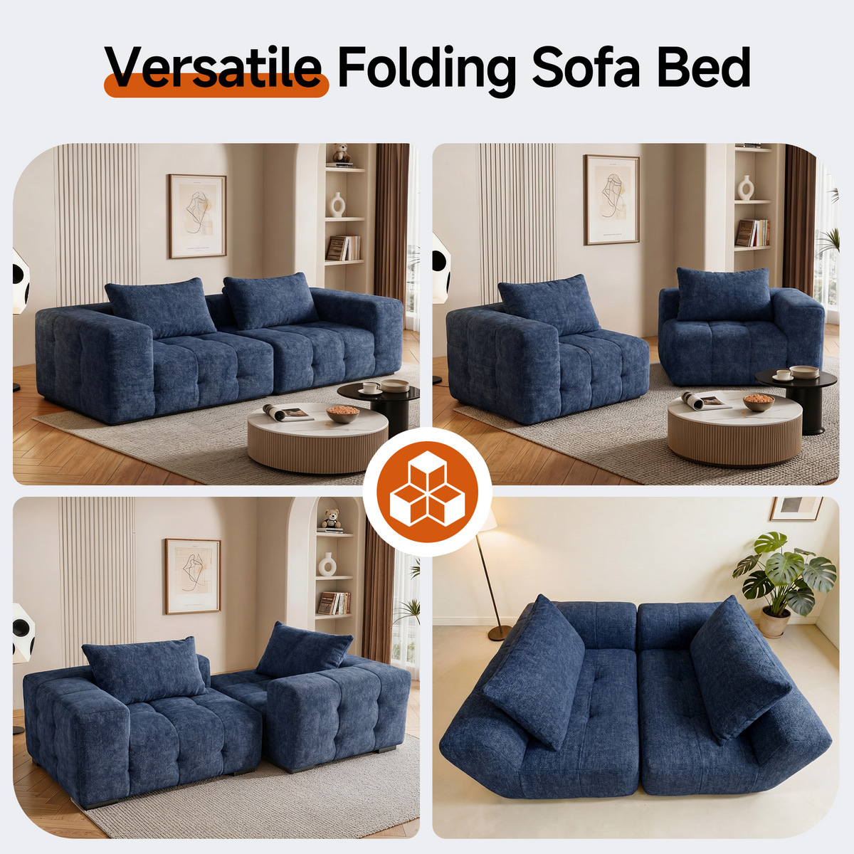 HomeMiYN Pack of 2 Modular Chenille Boneless Sofa No Assembly Required