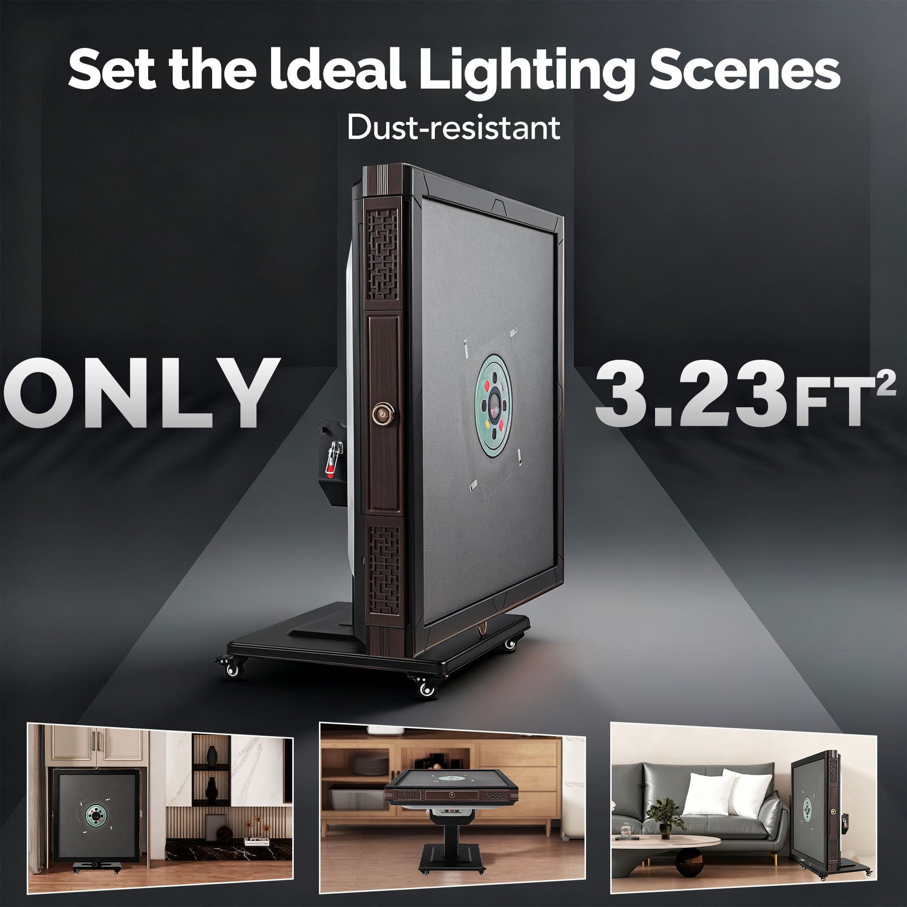 HomeMiYN Automatic Mahjong Table Foldable with Wheels, with 42mm 152 Numbered Magnetic Tiles, for Domino Game