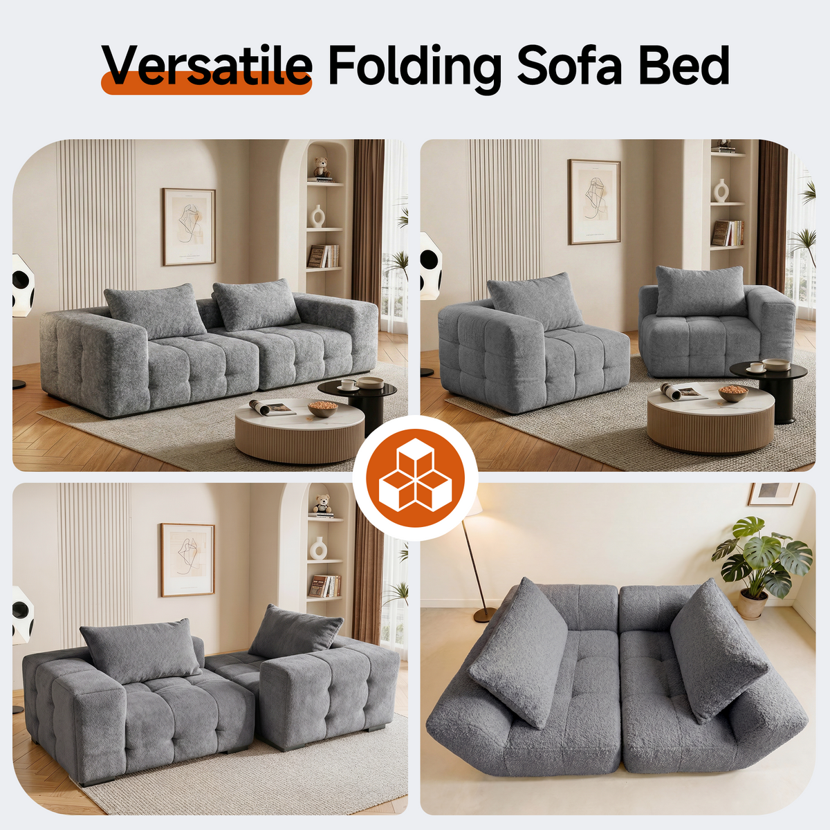 HomeMiYN Pack of 2 Modular Chenille Boneless Sofa No Assembly Required