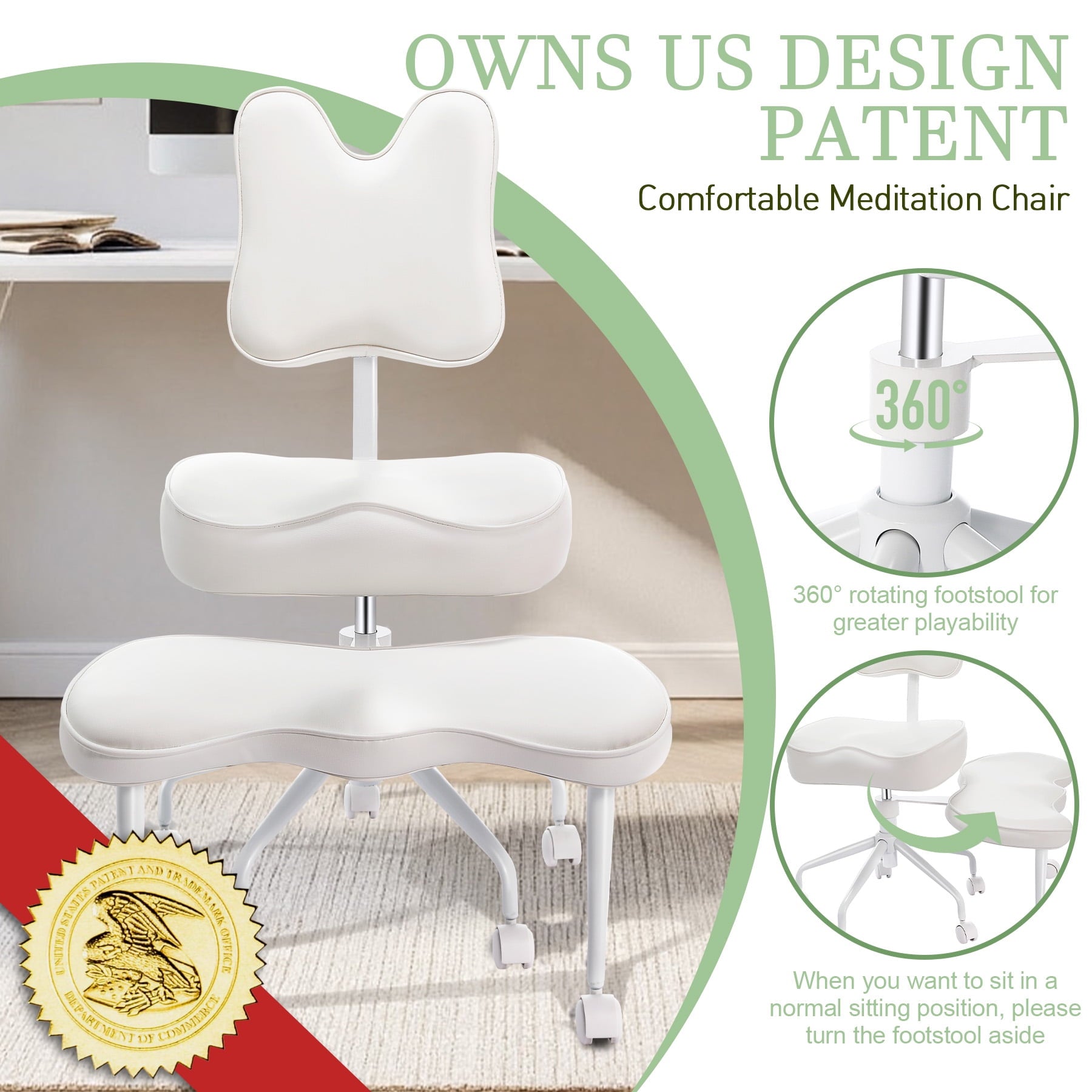 HomeMiYN Cross Legged Officce Chair with Wheels, with Lumbar Support fot Home Worker Yoga Kneeling