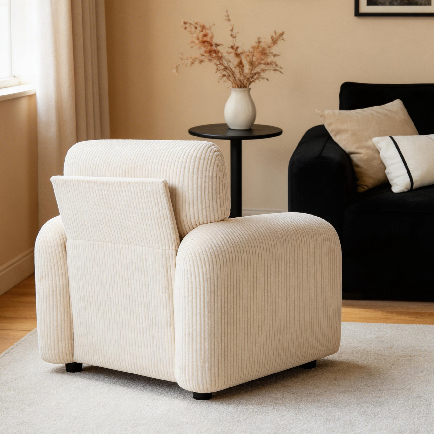 HomeMiYN Accent Chair in beige color #color_Beige