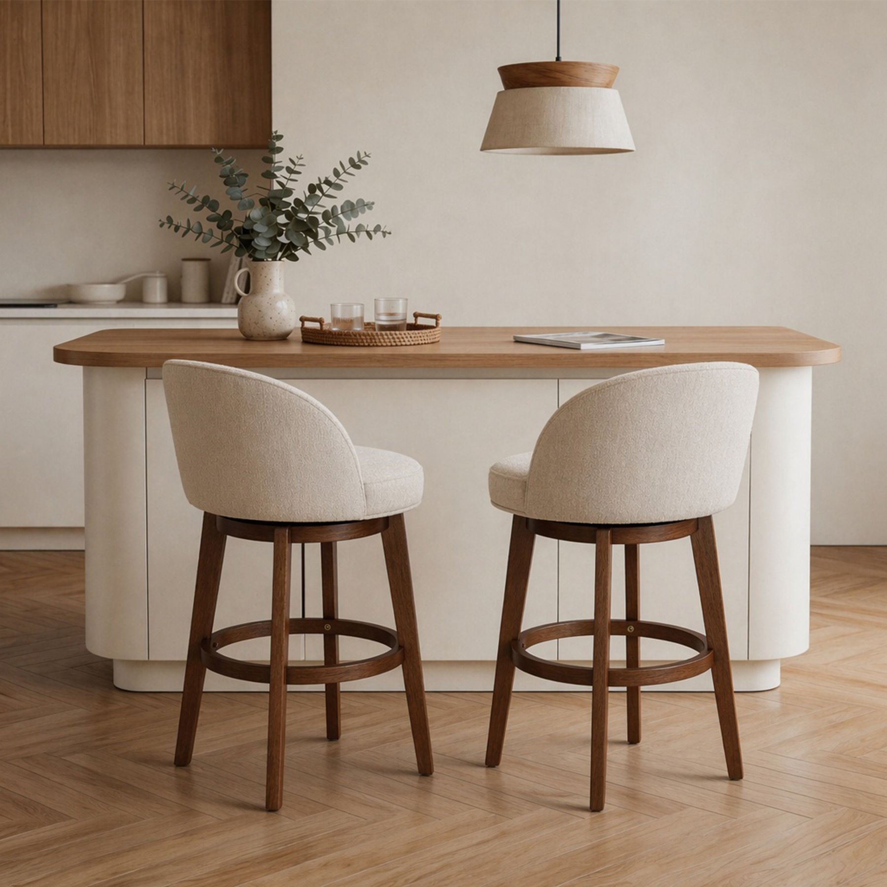 Modern Swivel Bar Stool #base-shape_Round Base #color_Dove Gray