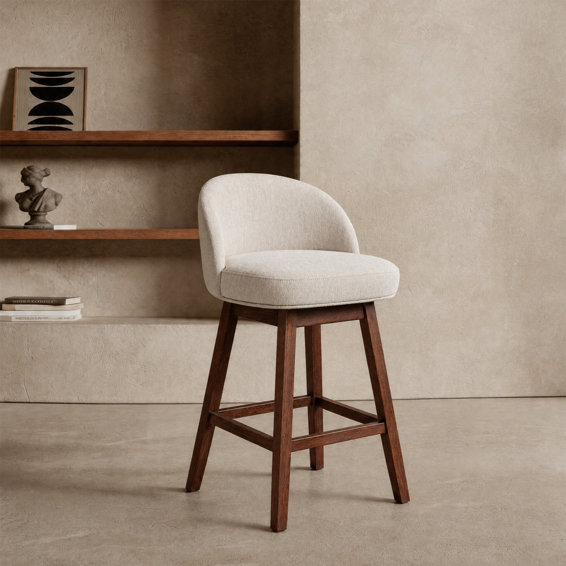 Modern Swivel Bar Stool #base-shape_Square Base #color_Dove Gray