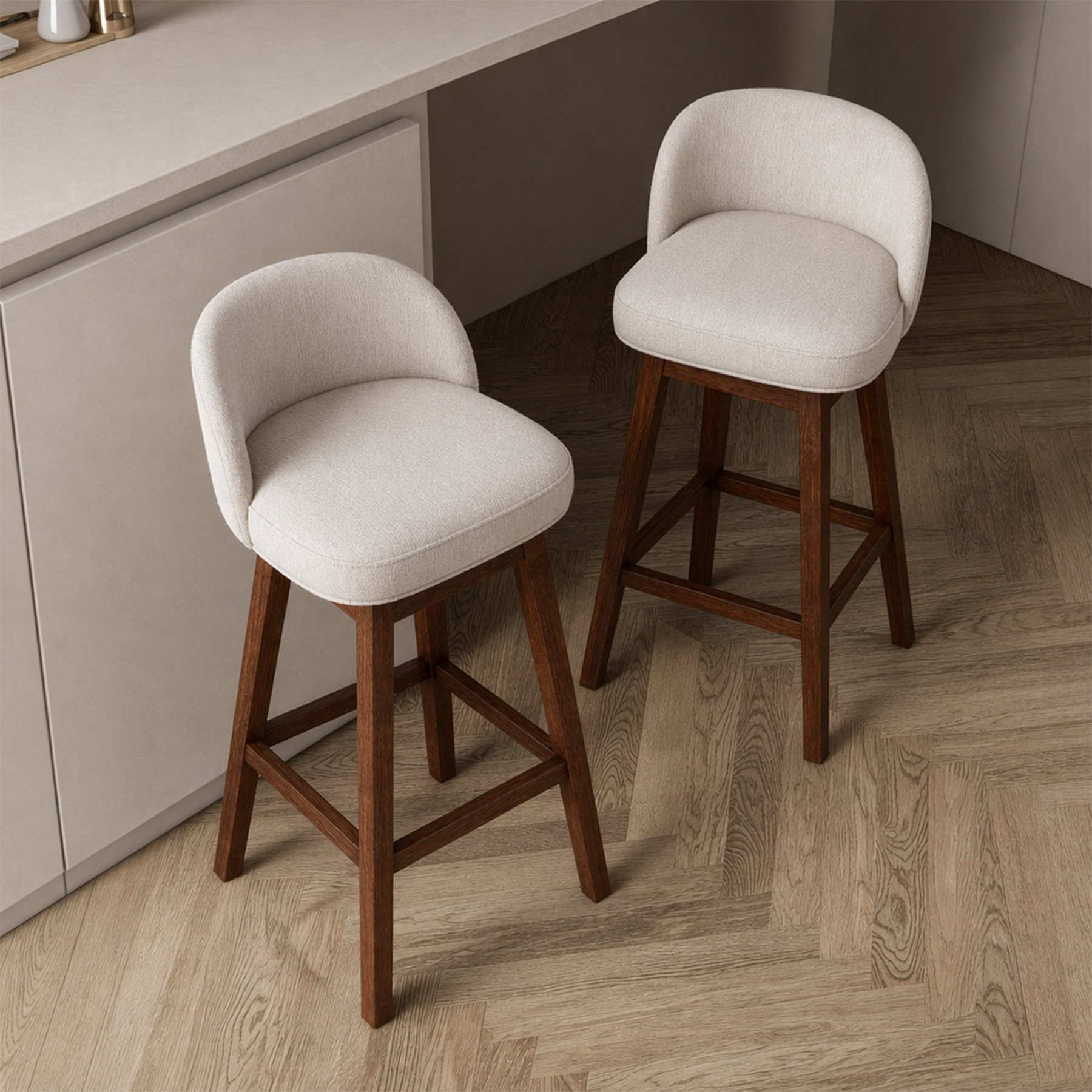 Modern Swivel Bar Stool #base-shape_Square Base #color_Dove Gray