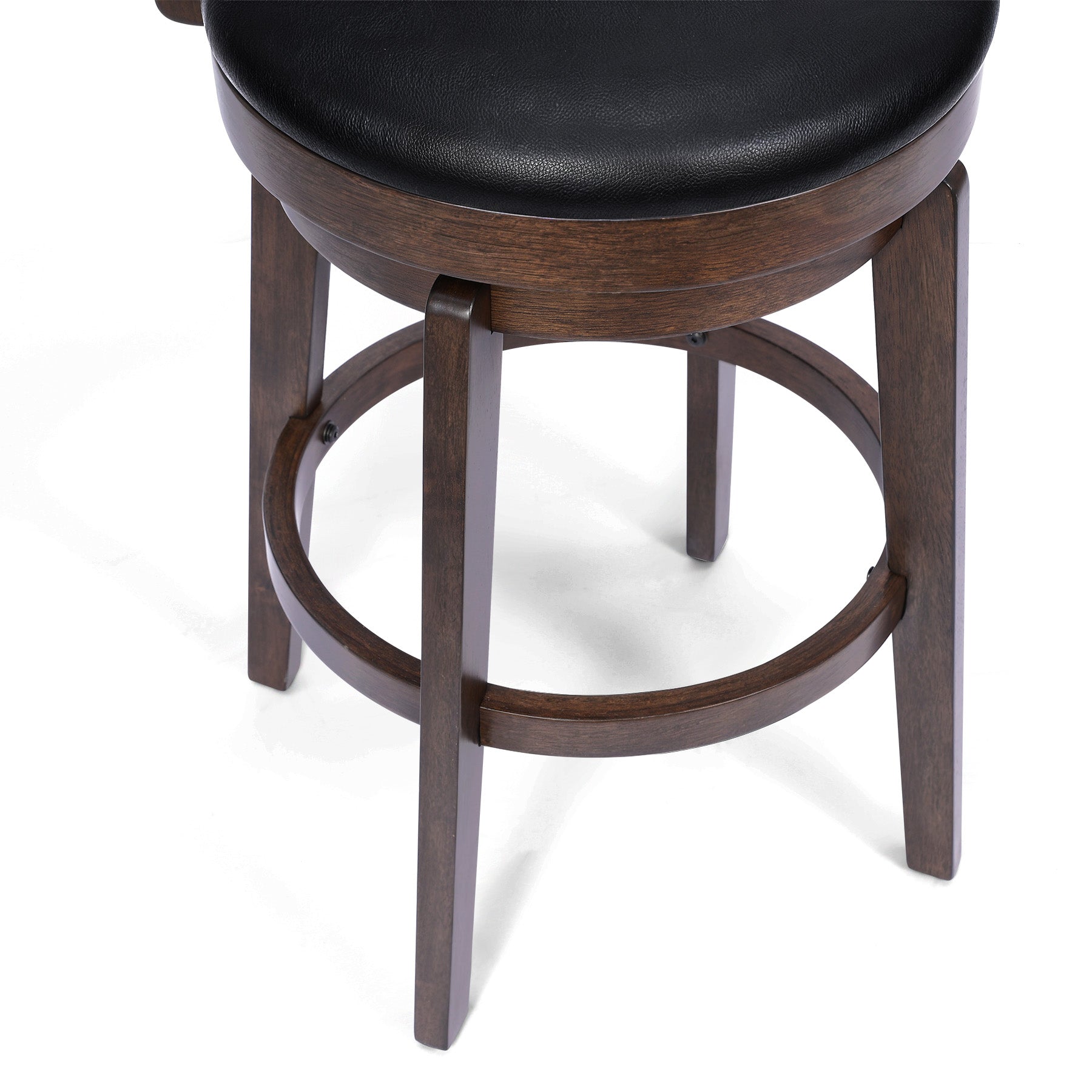 2 Set of Swivel Bar Stool with Square Padded Back & Seat – Mid-Century Modern Counter Height Chair