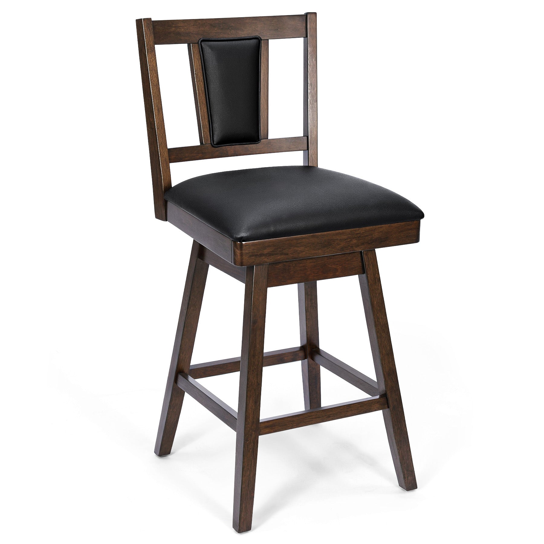 2 Set of Swivel Bar Stool with Vertical Padded Back & Seat – Mid-Century Modern Counter Height Chair