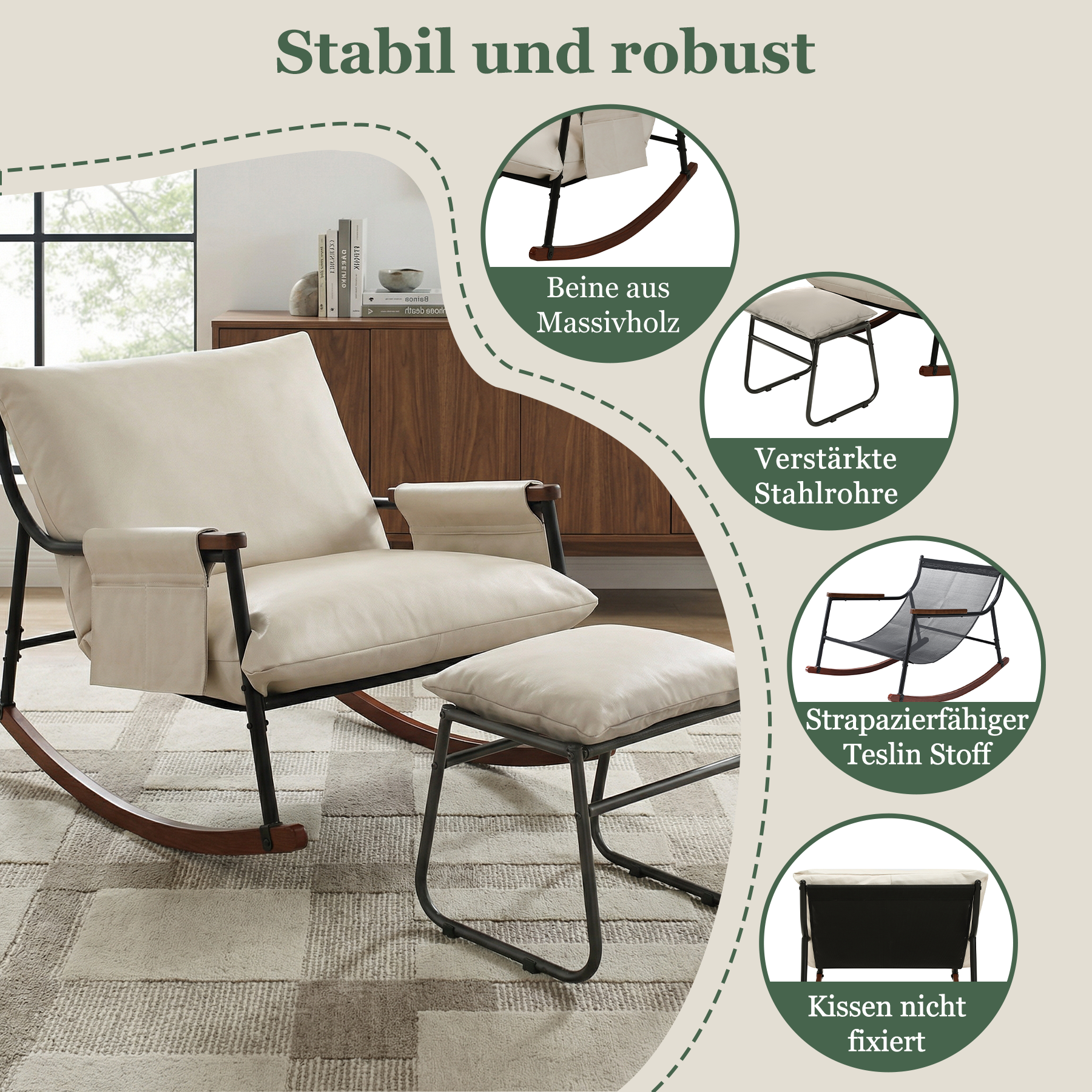 Wooden Armrest with Footstool