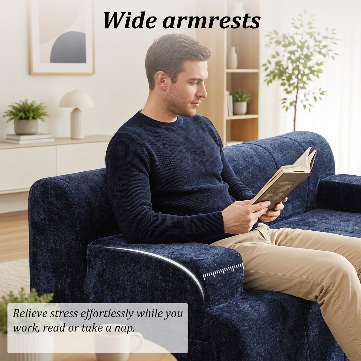 HomeMiYN 178cm 3-Seater Corduroy Boneless Sofa No Assembly Required