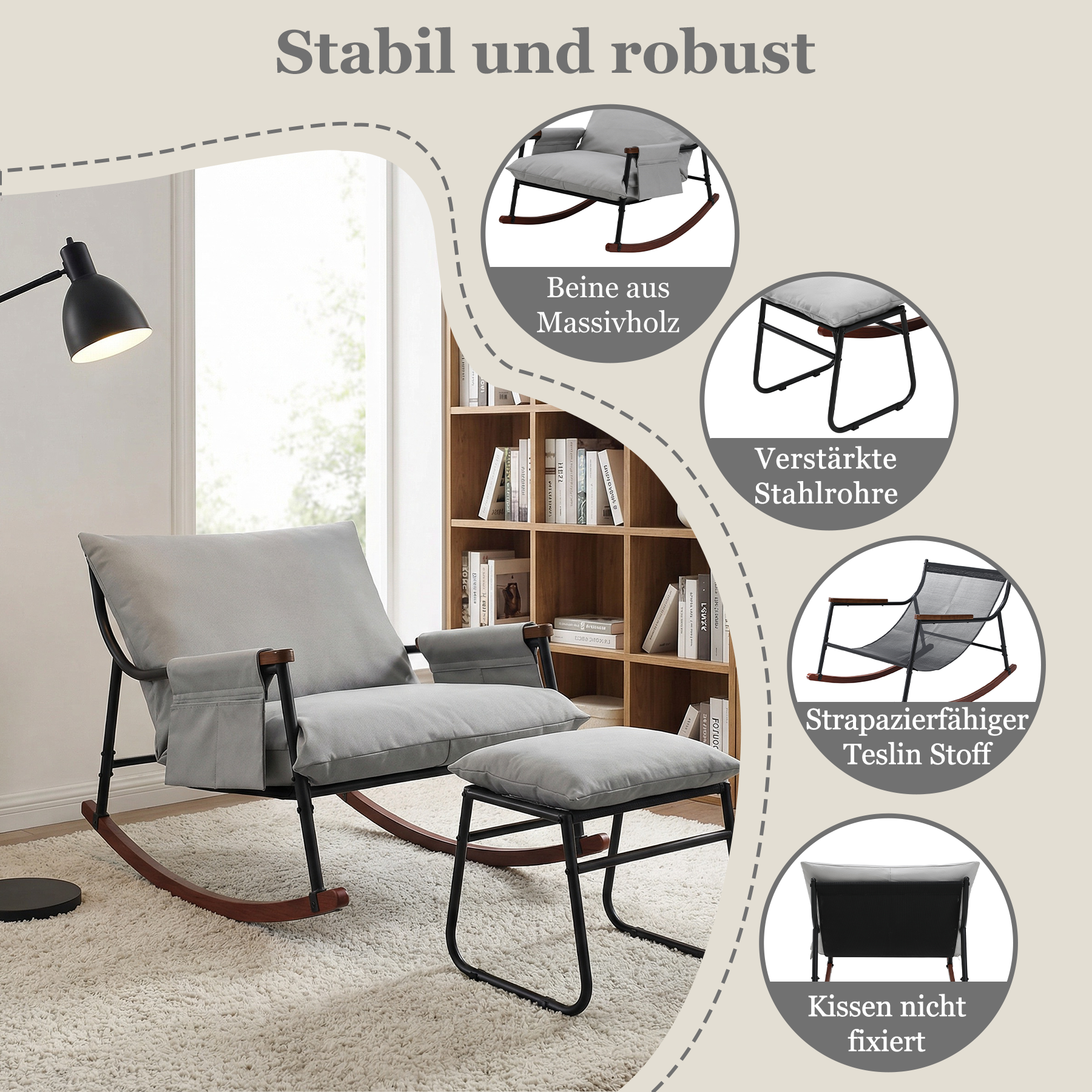 Wooden Armrest with Footstool