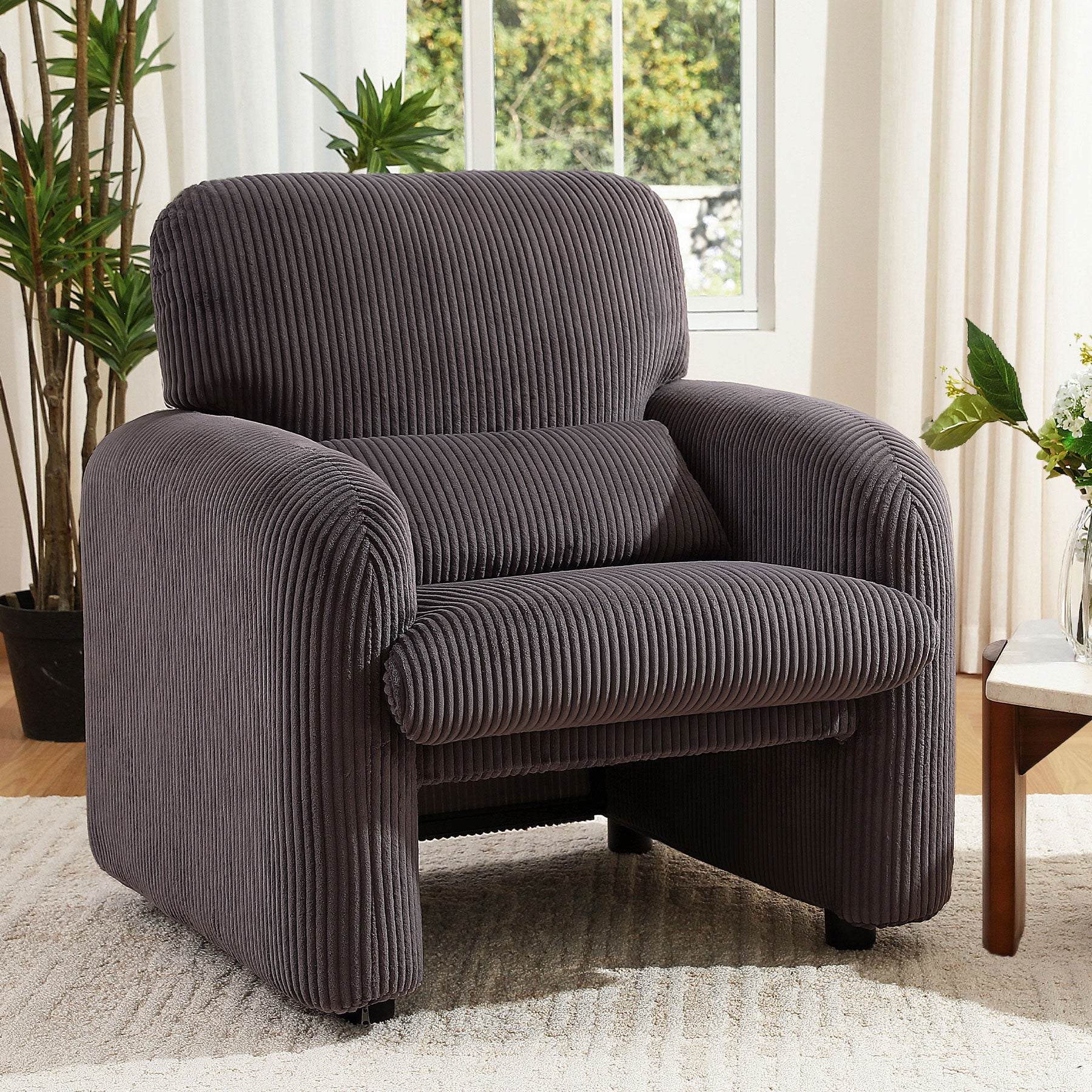 HomeMiYN Accent Chair, 32 inches Armchair with Sofa Pillow, Modern Single Sofa