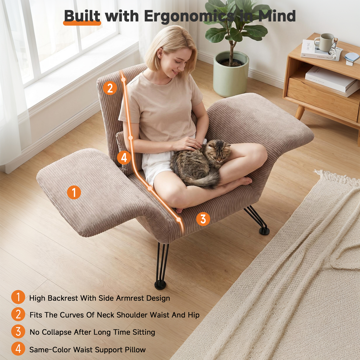 HomeMiYN Striped Multi-Functional Folding Sofa Bed with Cushion