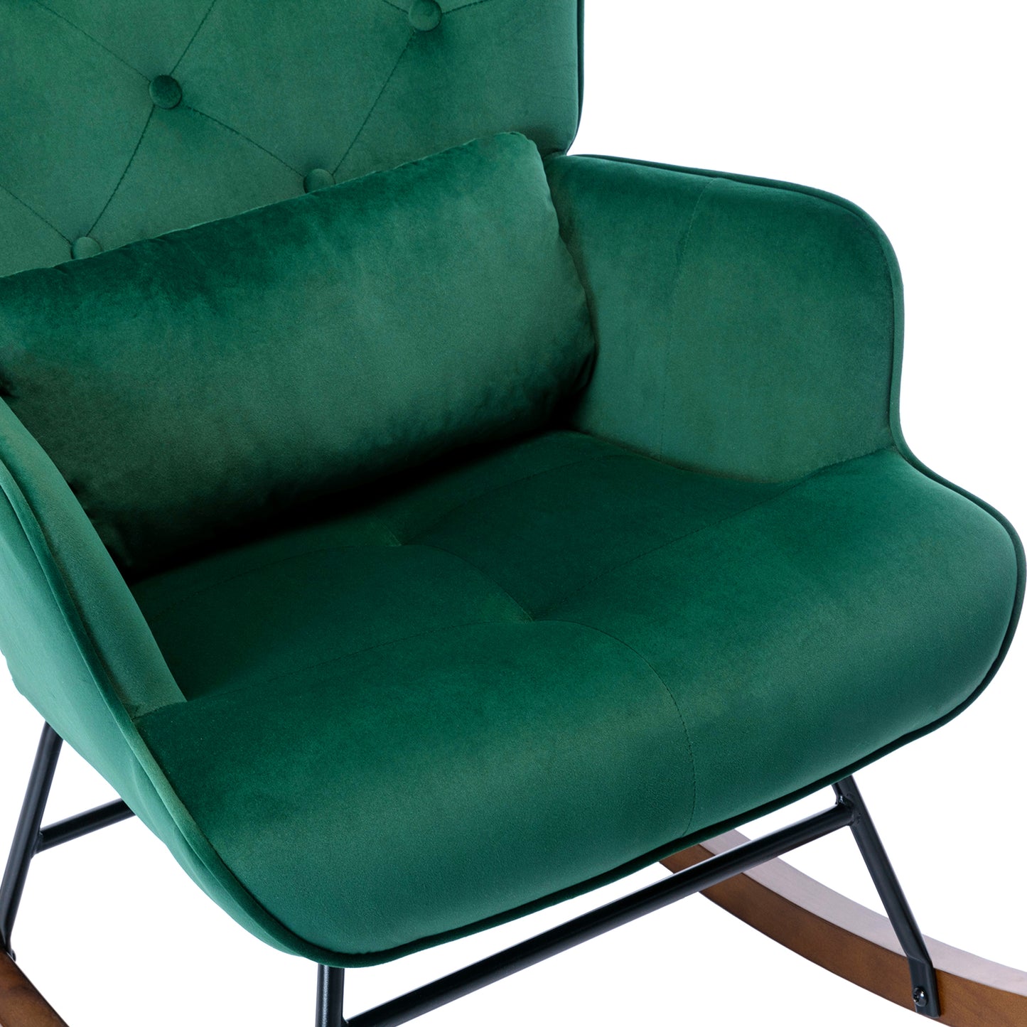 HomeMiYN Velvet Single Rocking Chair Dark Green Upholstered Accent Chair