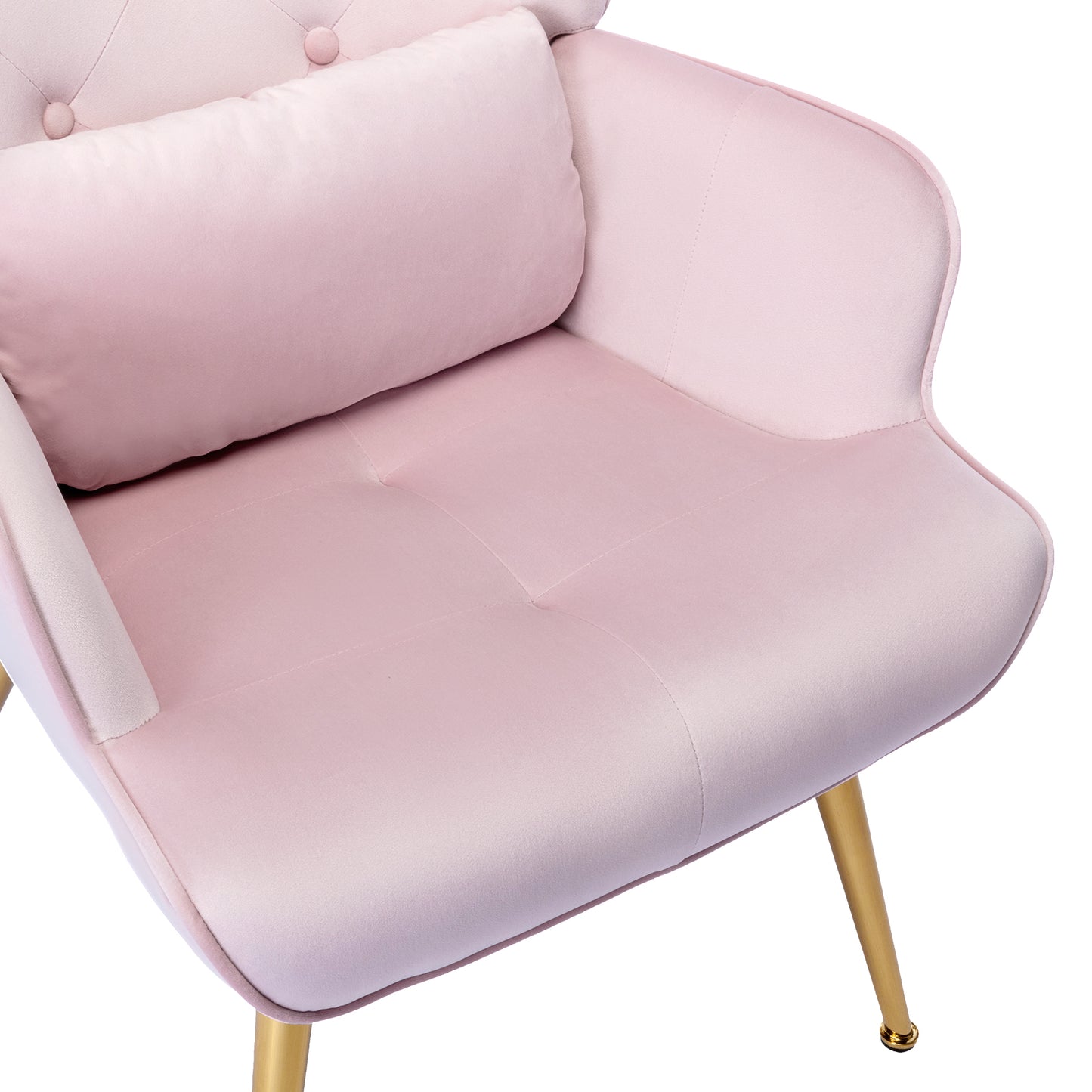 HomeMiYN Velvet Accent Chair Tufted Buttoned Wingback Armchair Pink