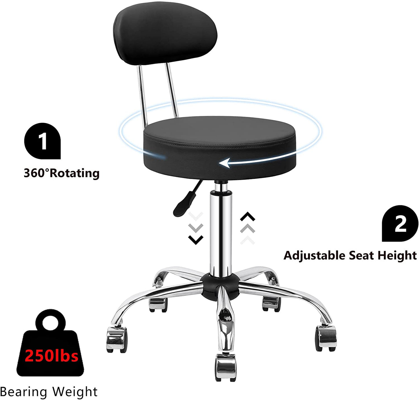 HomeMiYN Office Bar Chairs Stool Adjustable Counter Chair with Back Black