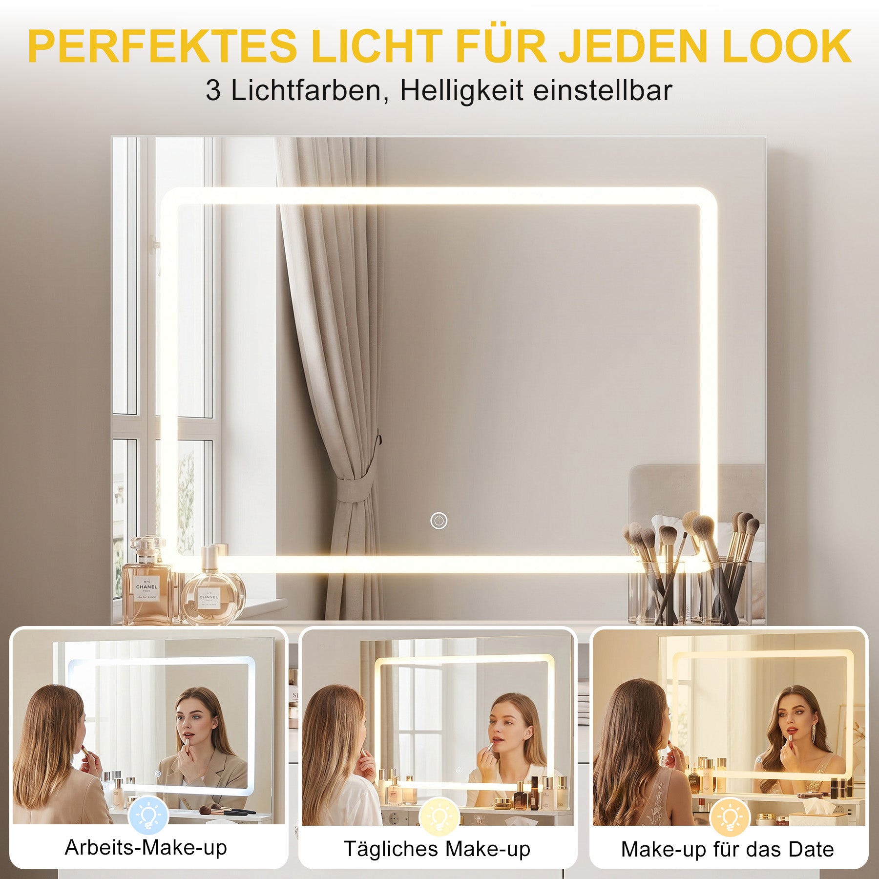 Vanity Table with Smart Mirror Without Cabinet