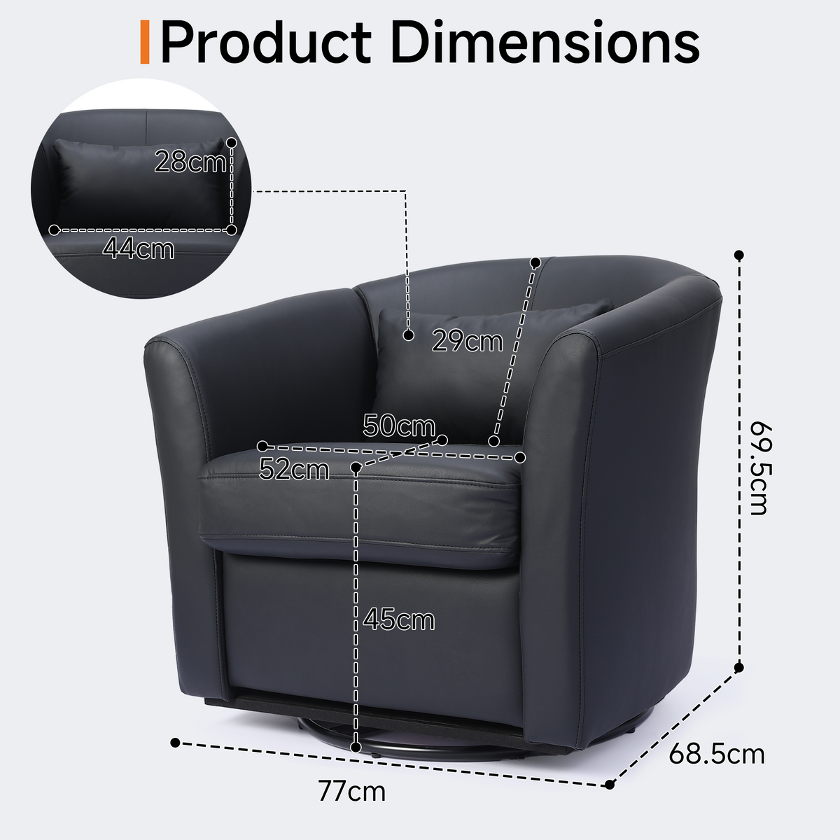 HomeMiYN 360° Swivel Relaxing Chair with Storage for Living Room