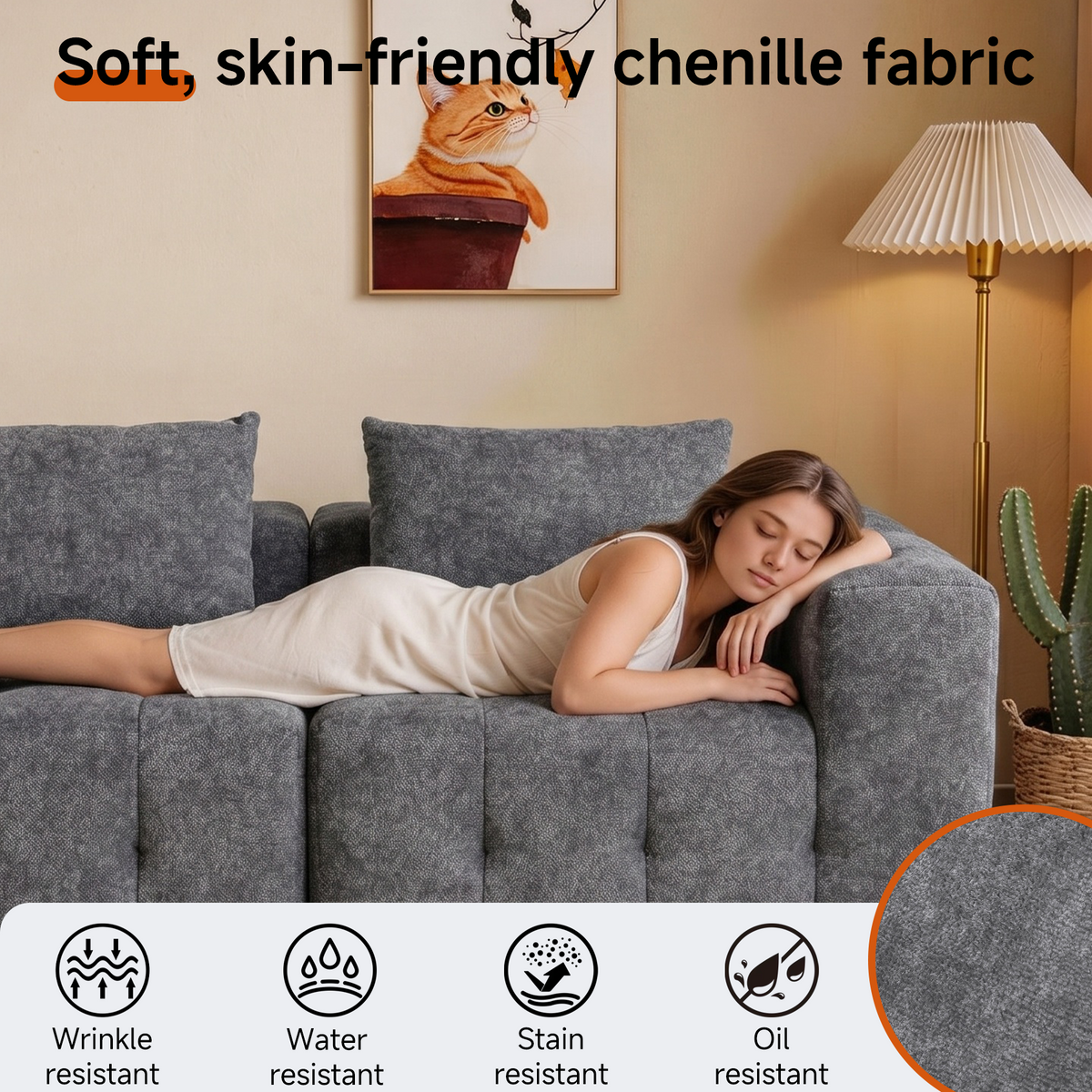 HomeMiYN Pack of 2 Modular Chenille Boneless Sofa No Assembly Required