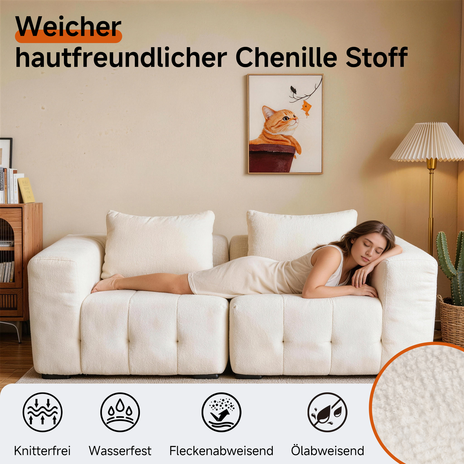 2er Boneless Sofa, Modular Sofa aus Chenille, Ohne Montage | Cloud Couch, Komprimiertes Sofa, hochelastisch, frei kombinierbares Wohnzimmer Sofa bis 240 kg