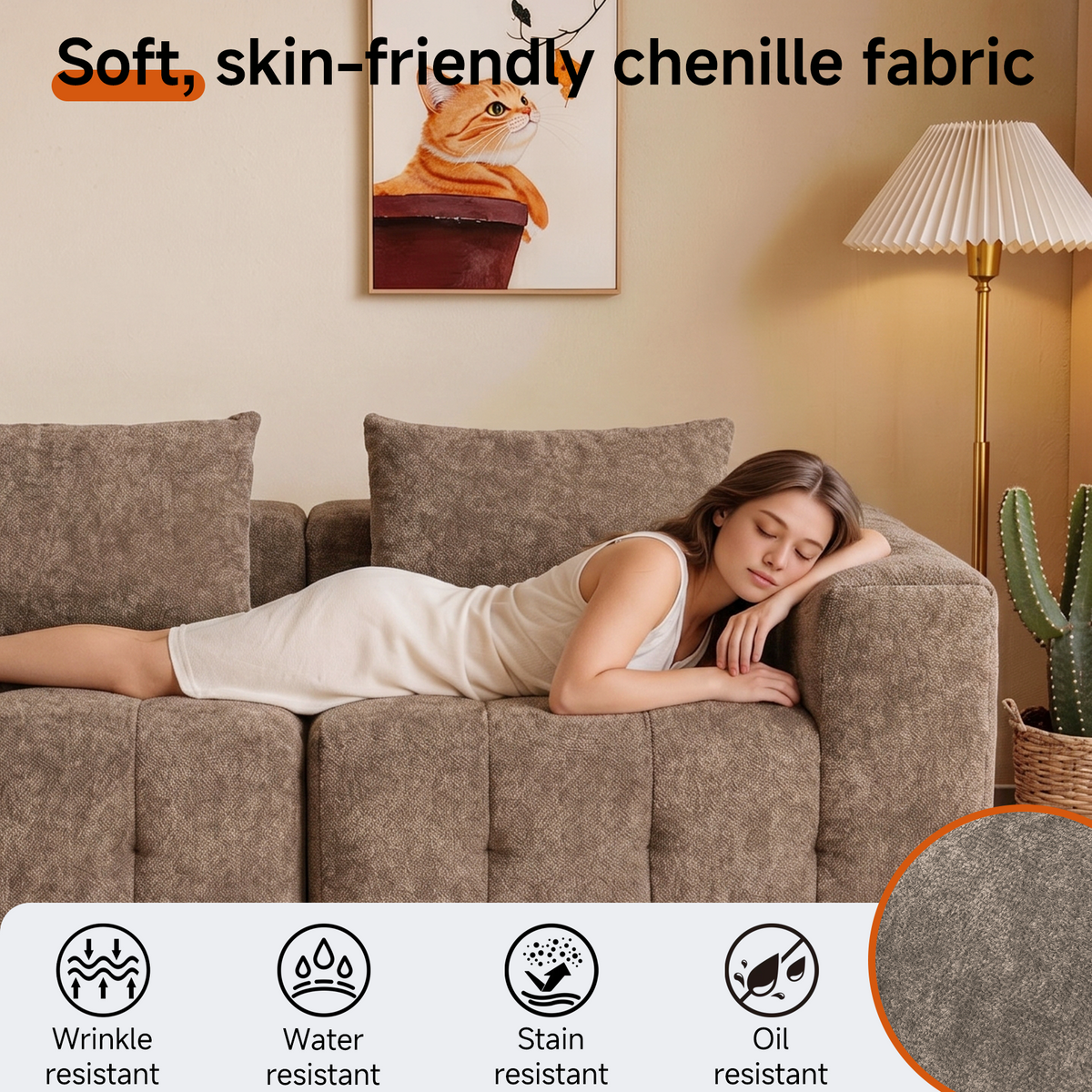 HomeMiYN Pack of 2 Modular Chenille Boneless Sofa No Assembly Required