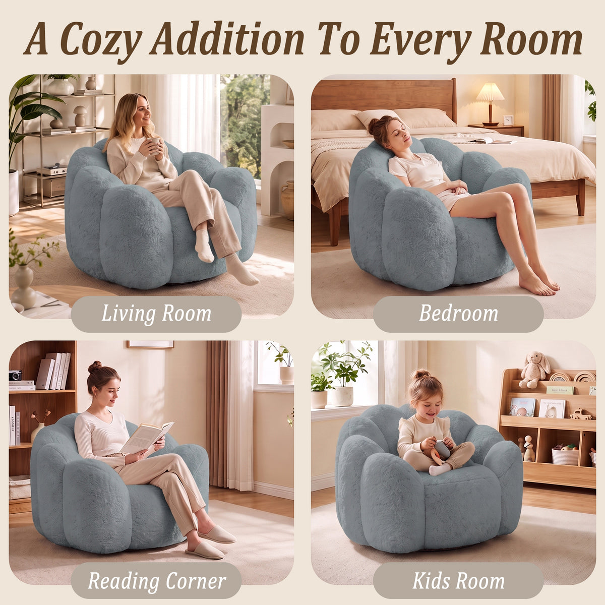 HomeMiYN Flower Shaped Bean Bag Chair for Adults