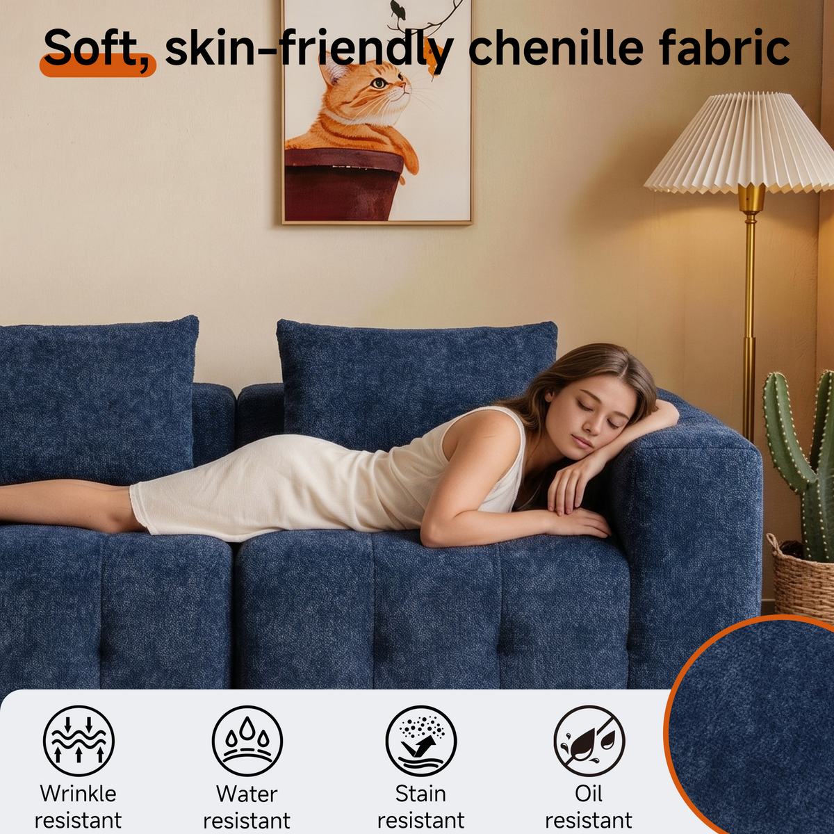 HomeMiYN Pack of 2 Modular Chenille Boneless Sofa No Assembly Required