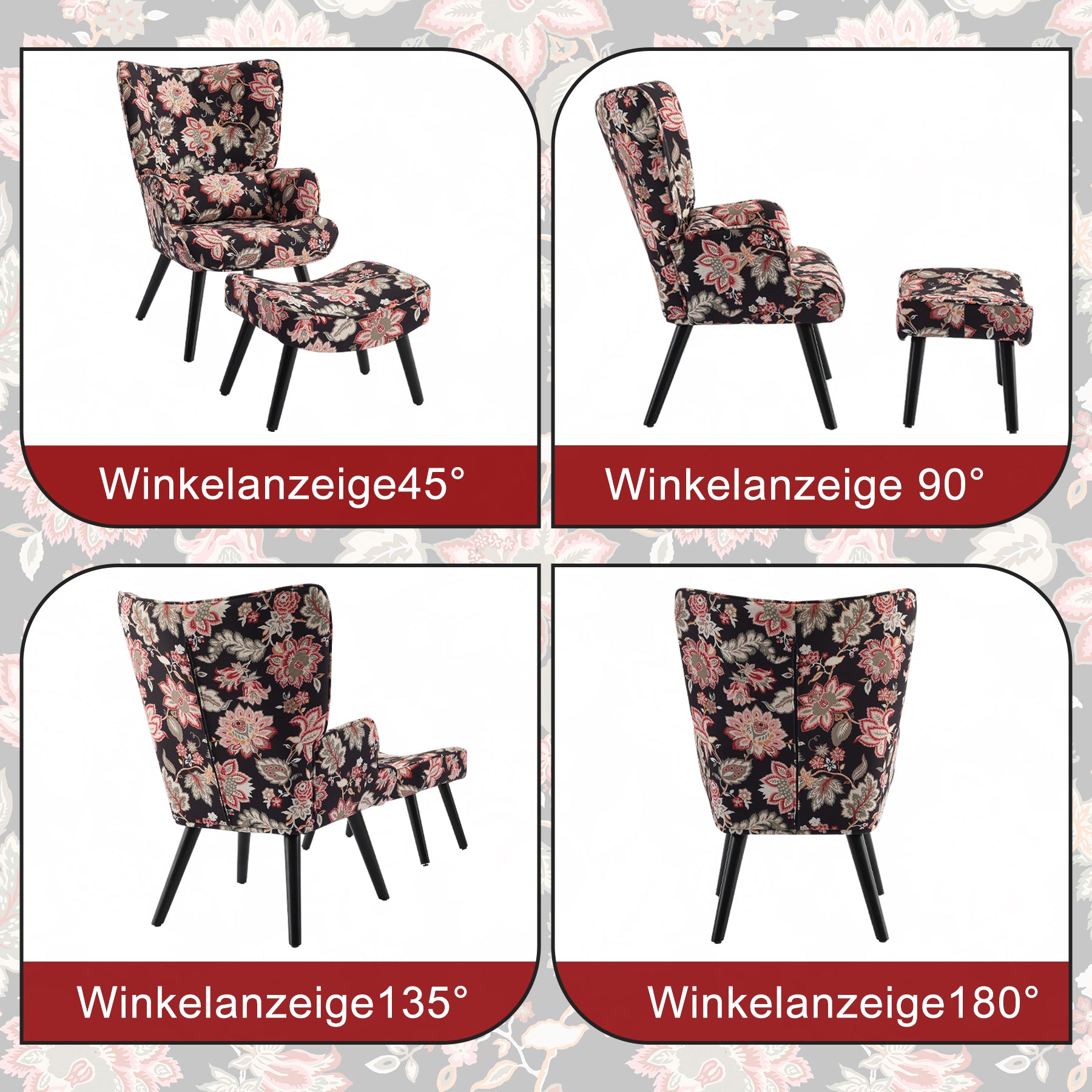Printed Single Seater Sofa in Faux Linen Fabric