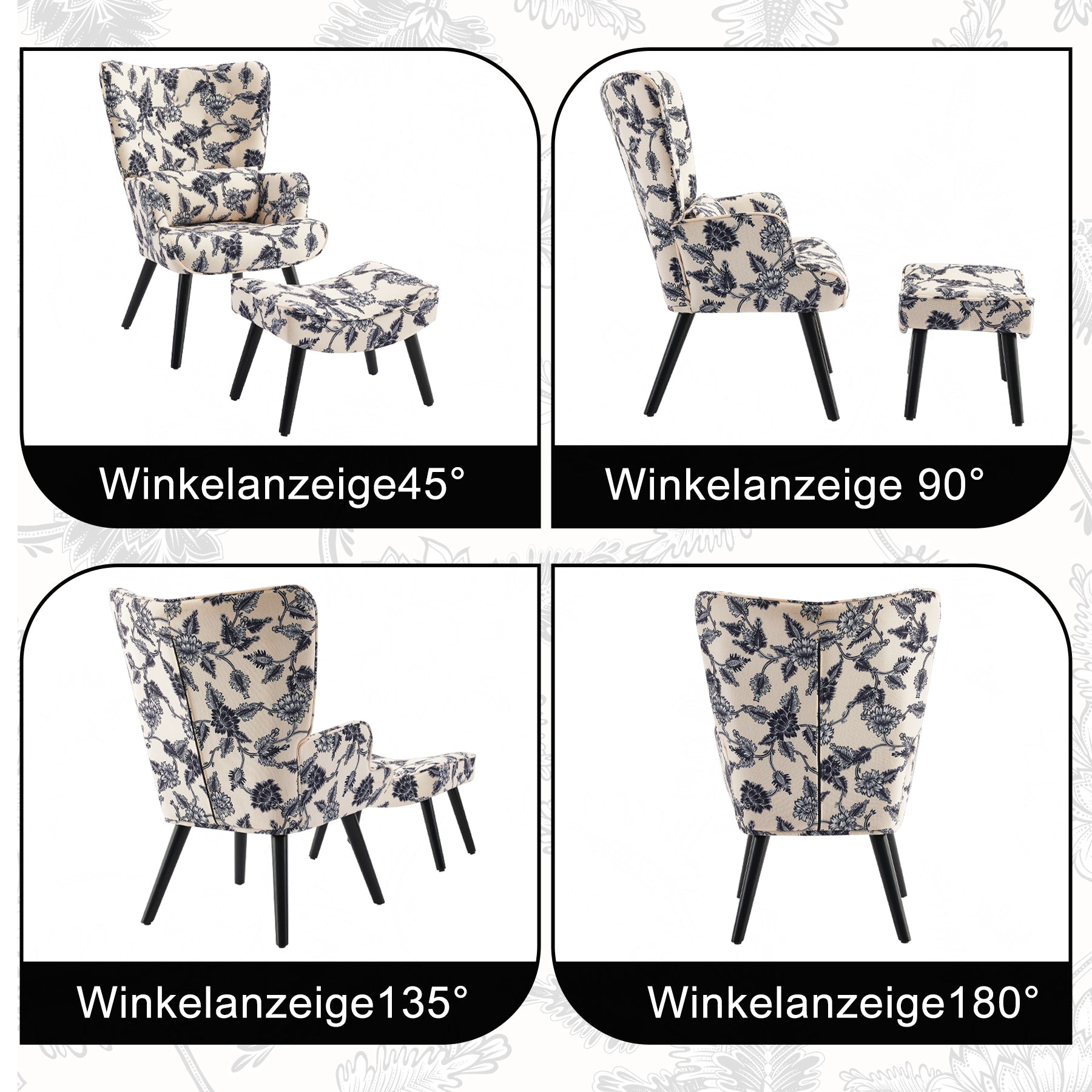 Printed Single Seater Sofa in Faux Linen Fabric