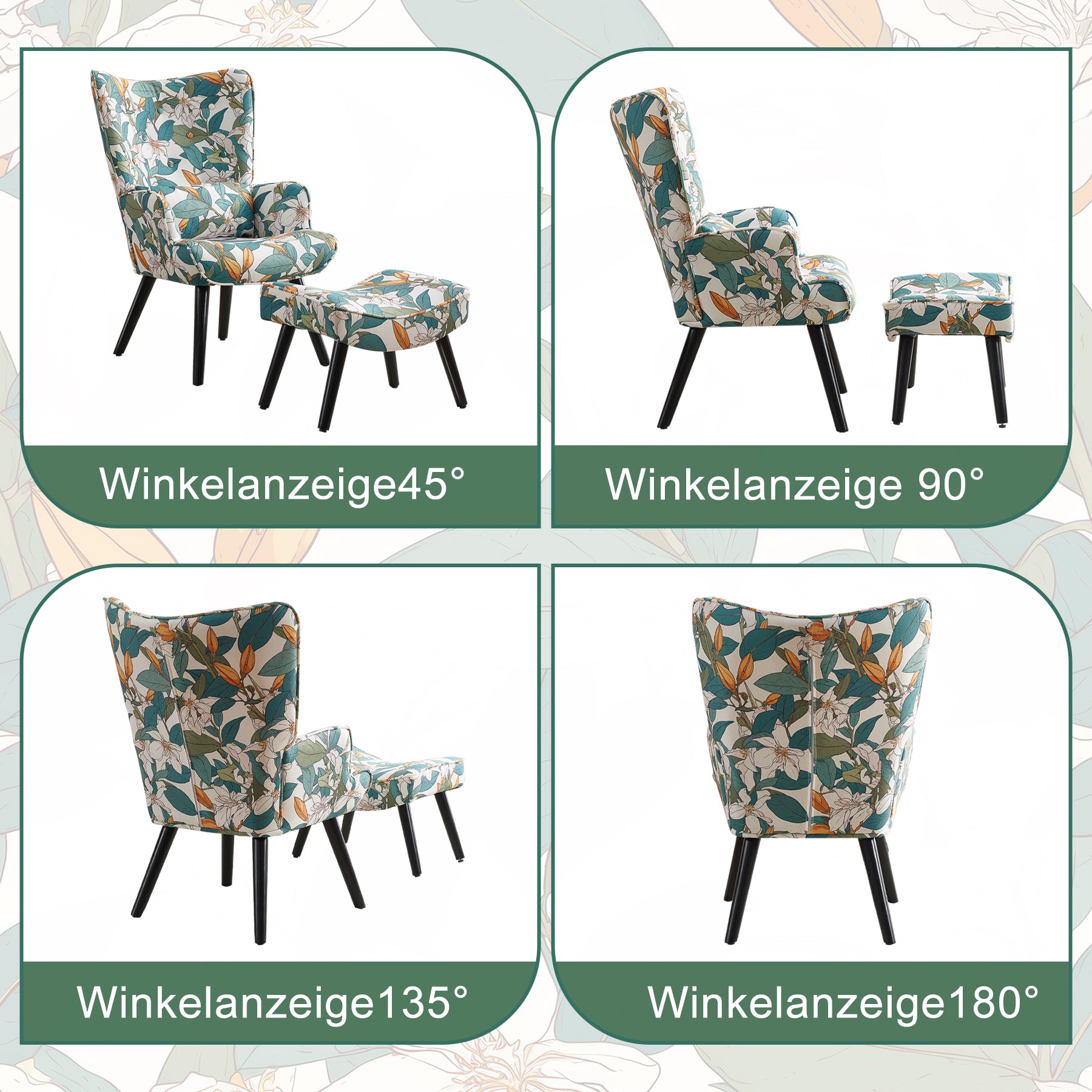 Printed Single Seater Sofa in Faux Linen Fabric