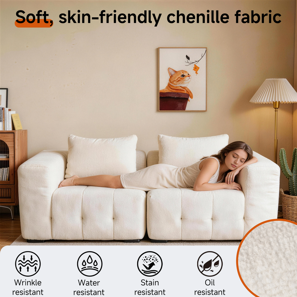 HomeMiYN Pack of 2 Modular Chenille Boneless Sofa No Assembly Required