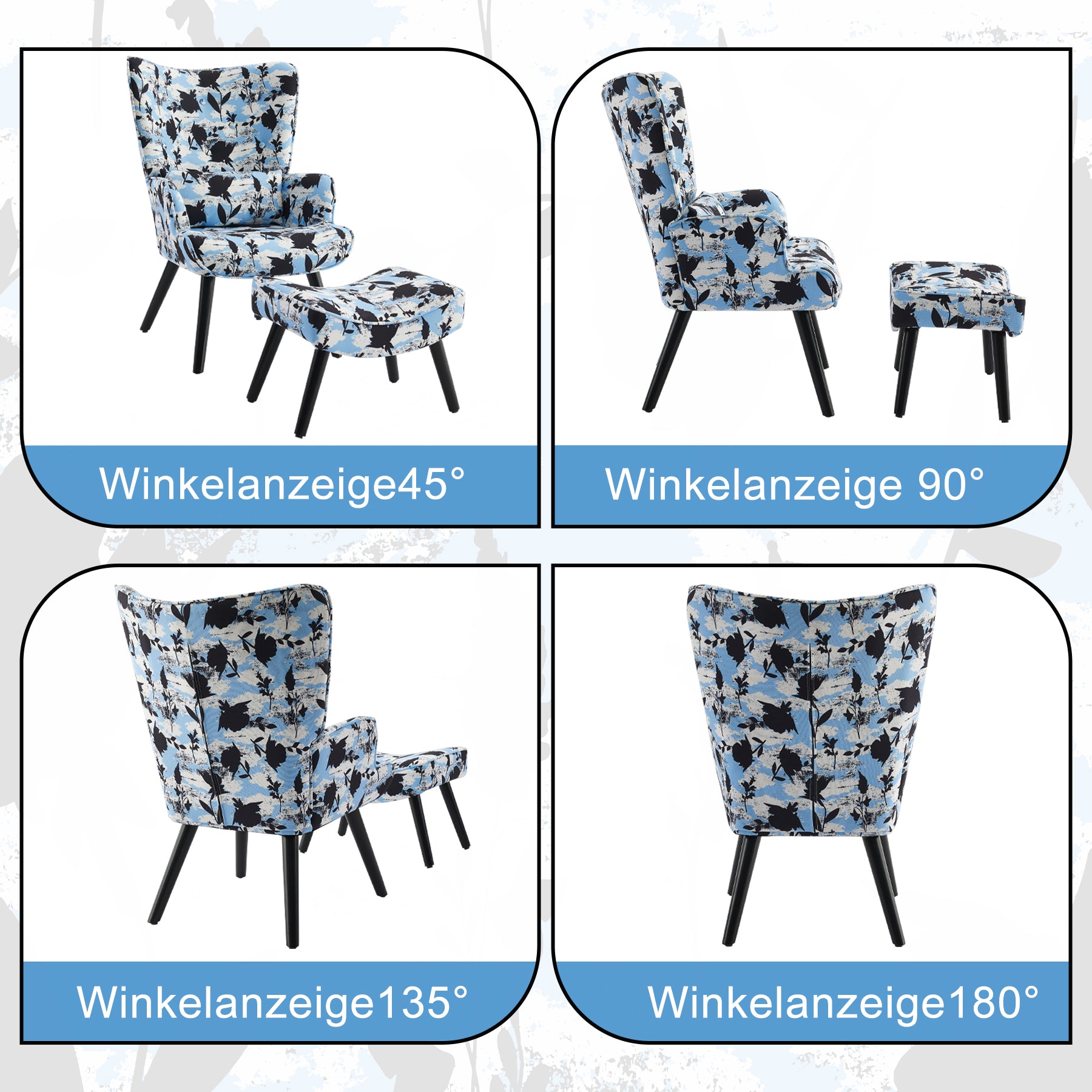 Printed Single Seater Sofa in Faux Linen Fabric