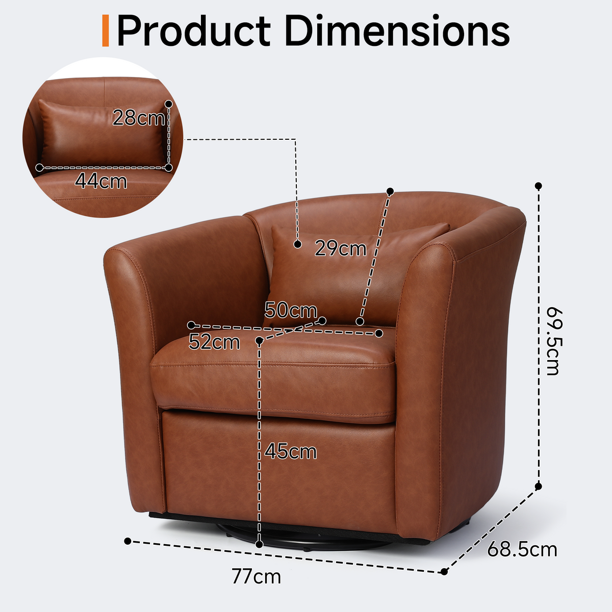 HomeMiYN 360° Swivel Relaxing Chair with Storage for Living Room