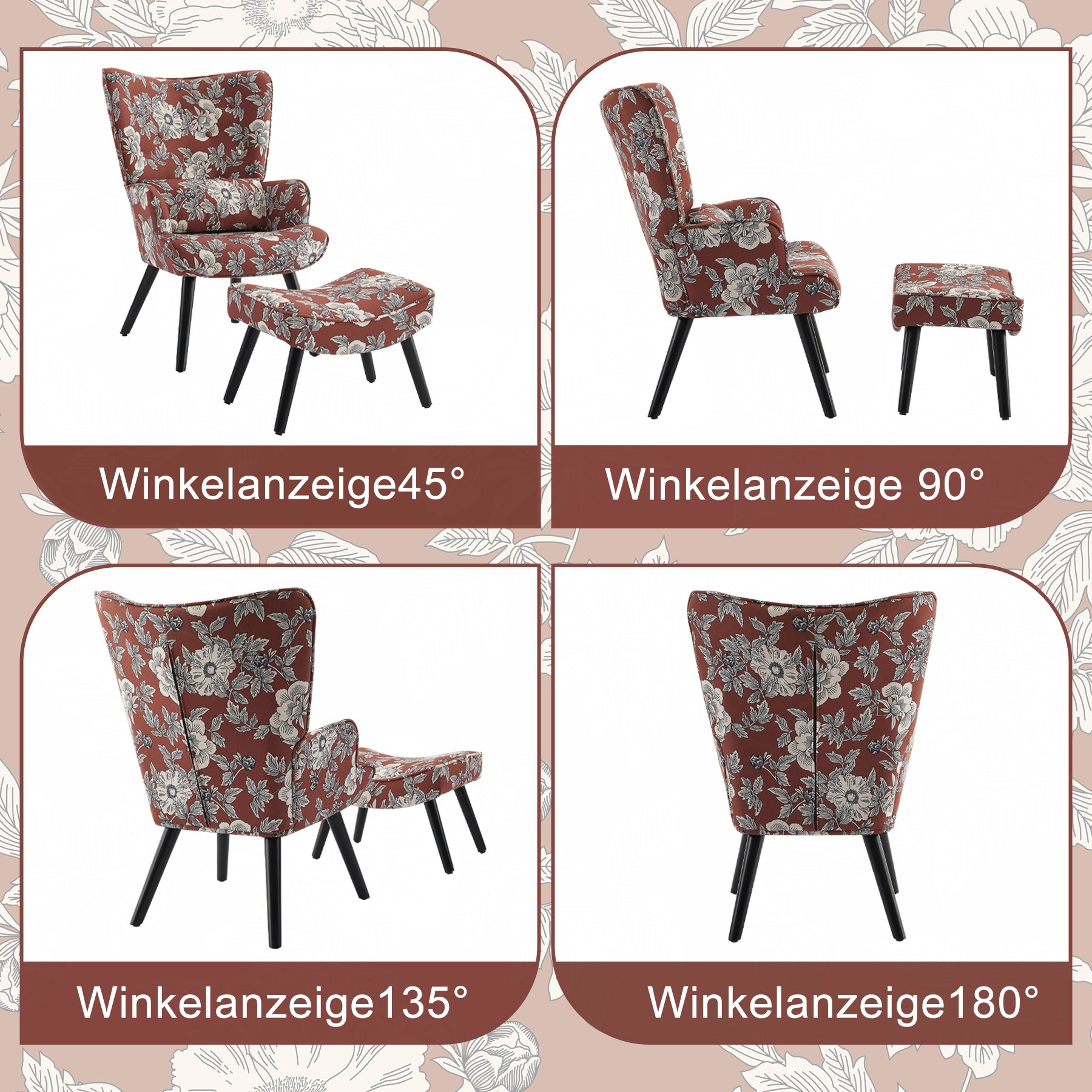 Printed Single Seater Sofa in Faux Linen Fabric