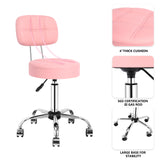 Swivel Round Rolling Stool with Backrest Tattoo Computer Lounge Dinning Pub Pink