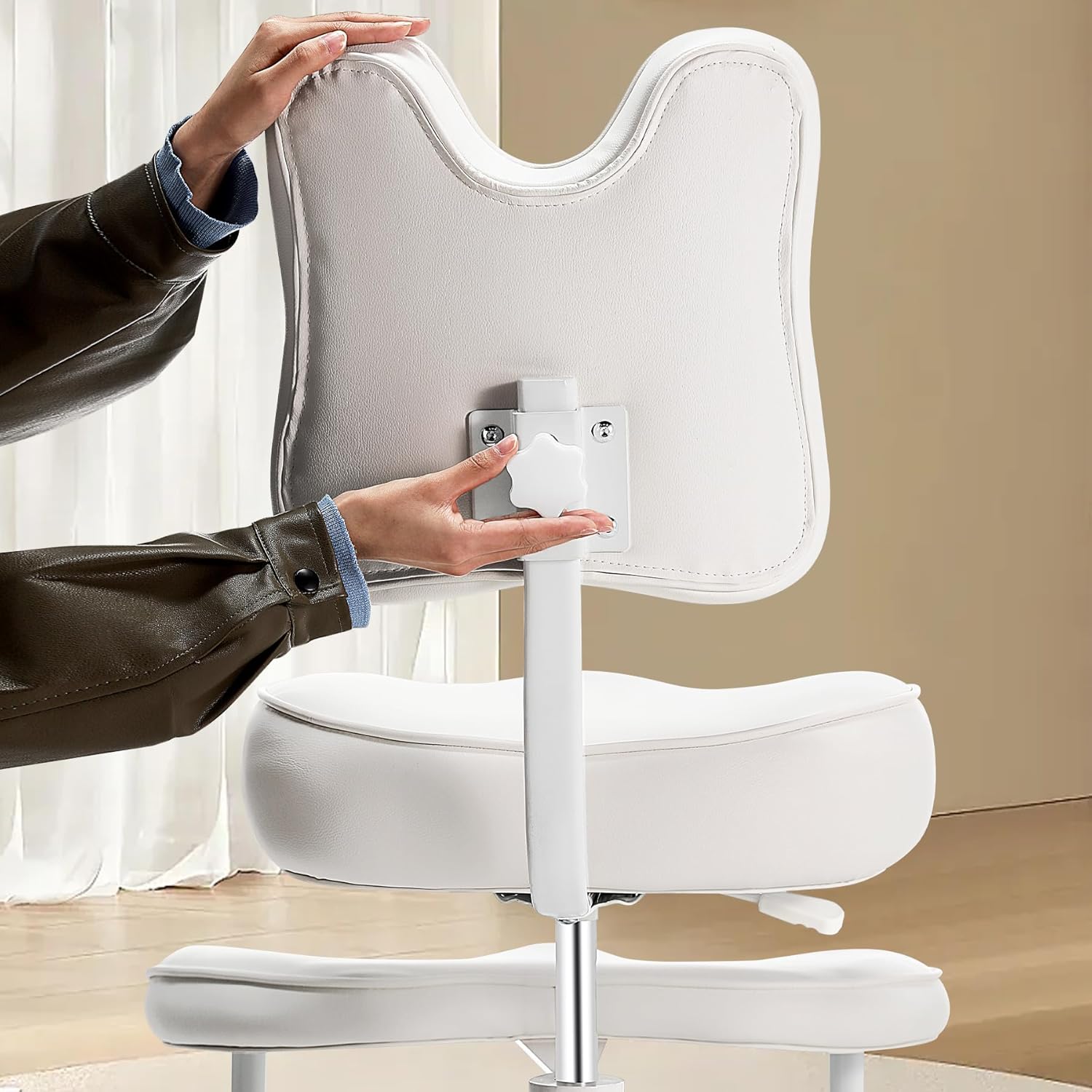 HomeMiYN Cross Legged Officce Chair with Wheels, with Lumbar Support fot Home Worker Yoga Kneeling