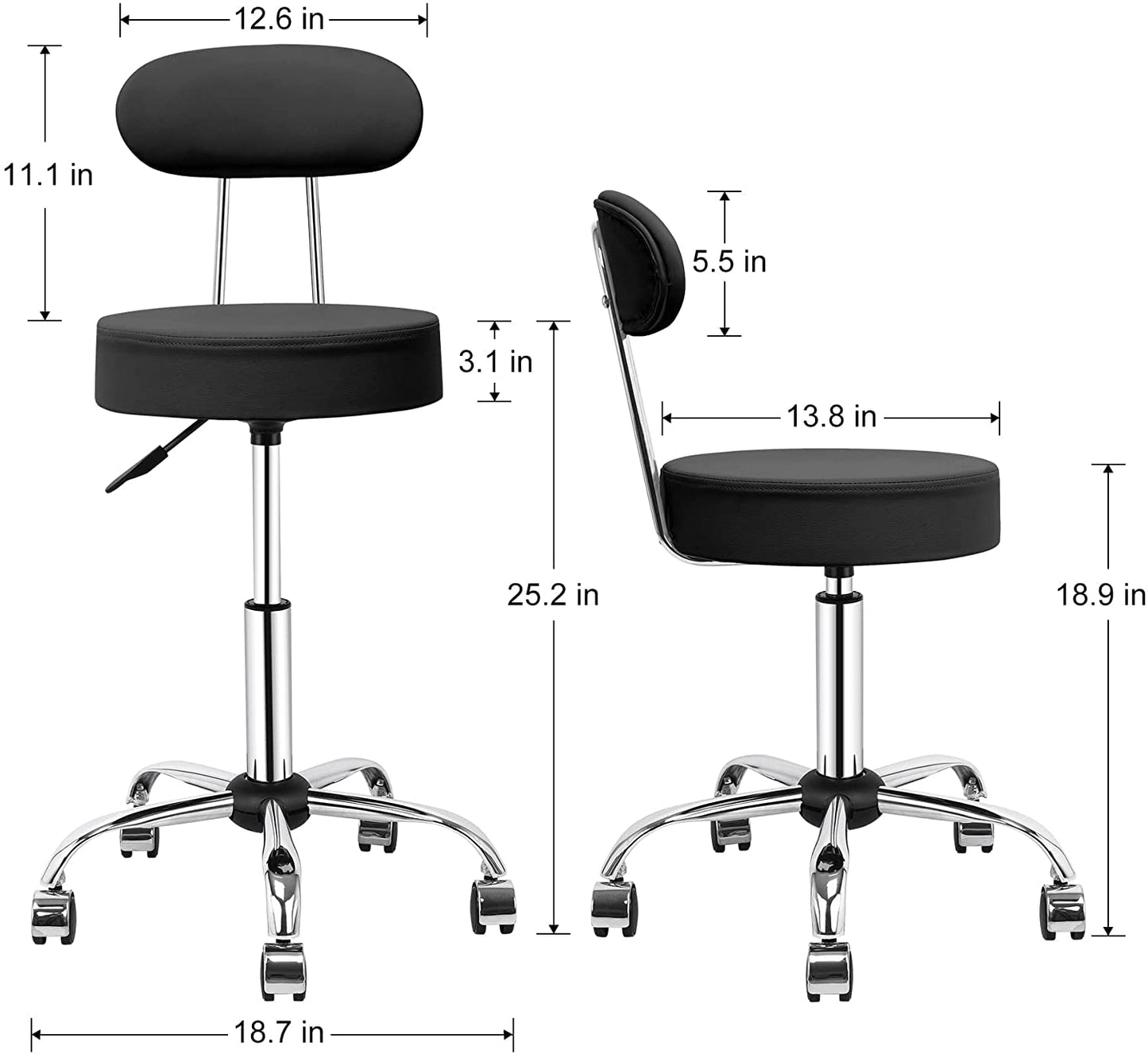 HomeMiYN Office Bar Chairs Stool Adjustable Counter Chair with Back Black