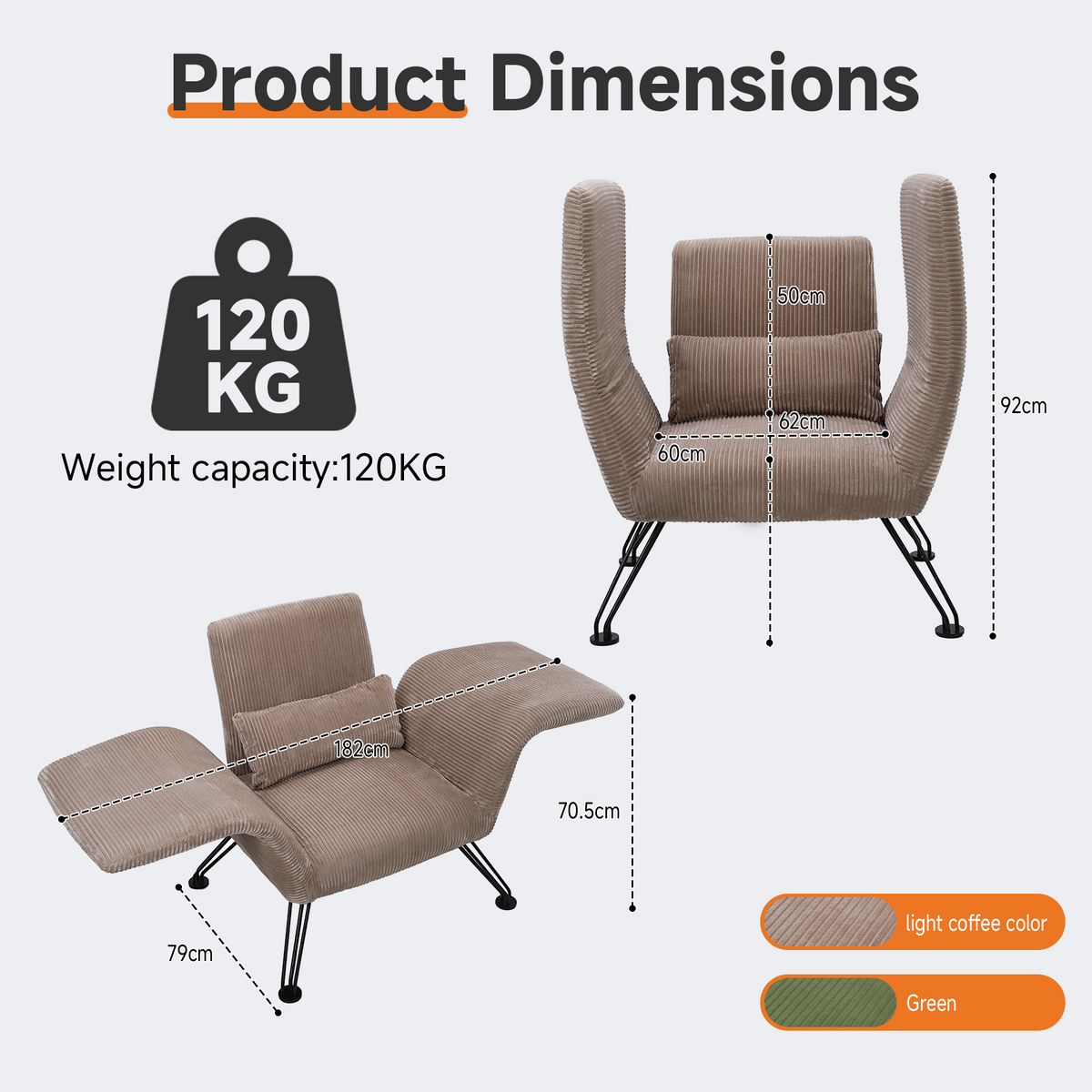 HomeMiYN Striped Multi-Functional Folding Sofa Bed with Cushion