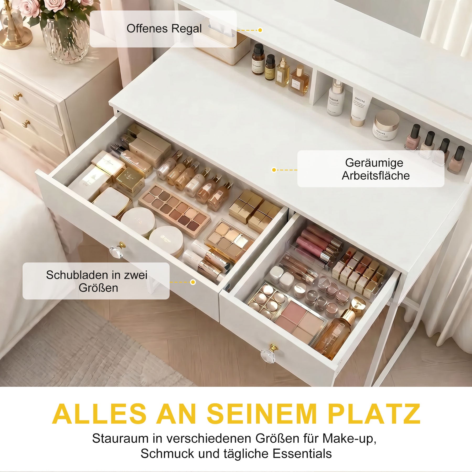 Vanity Table with Smart Mirror Without Cabinet