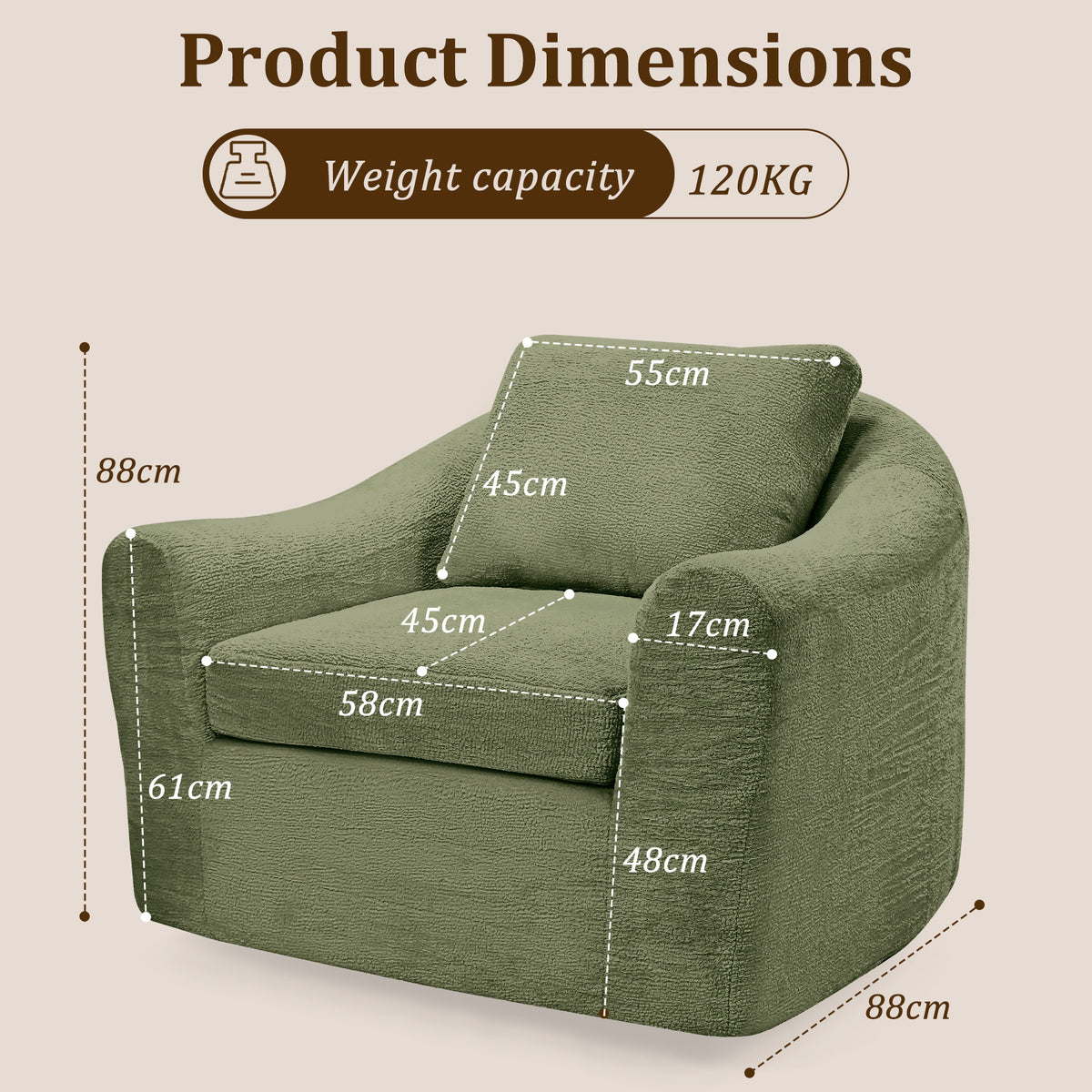 HomeMiYN 360° Rotatable Round Swivel Shell Chair, Modern Padded Recliner for Living Room