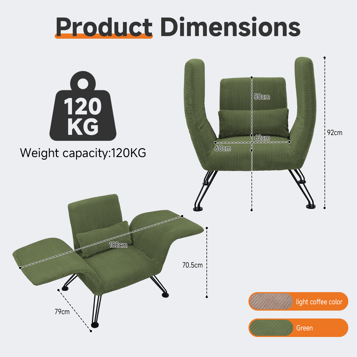 HomeMiYN Striped Multi-Functional Folding Sofa Bed with Cushion
