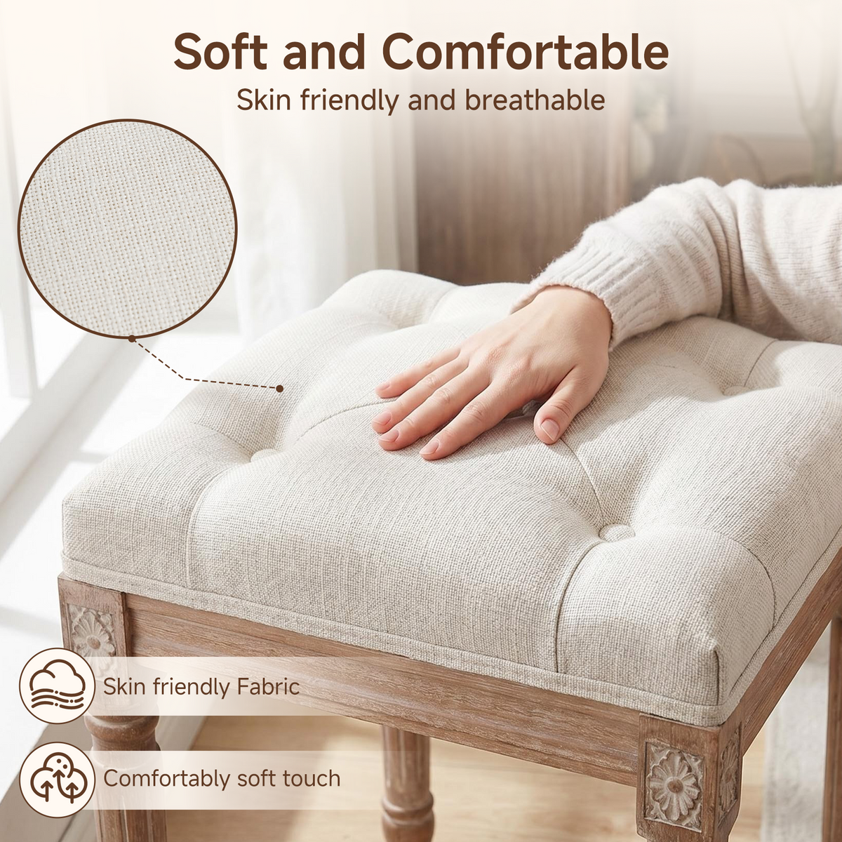 HomeMiYN Country House Velvet Dressing Table Stool