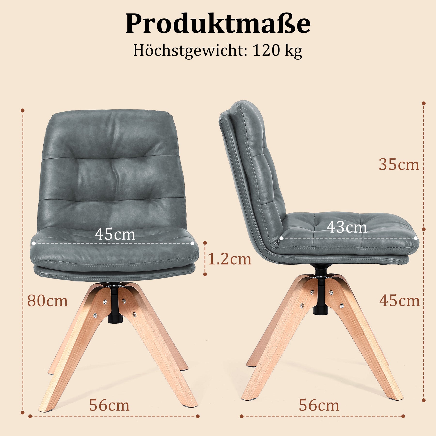 Esszimmerstühle Drehbar mit Armlehne 360° Polsterstuhl Leinen | Modern Drehstuhl Küchenstuhl mit Rückenlehne für Esszimmer, Wohnzimmer