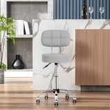 Swivel Round Rolling Stool with Backrest Tattoo Computer Lounge Dinning Pub Gray