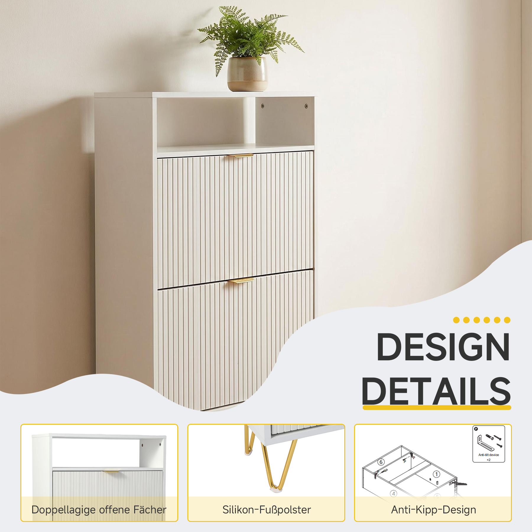 White Panel Shoe Cabinet