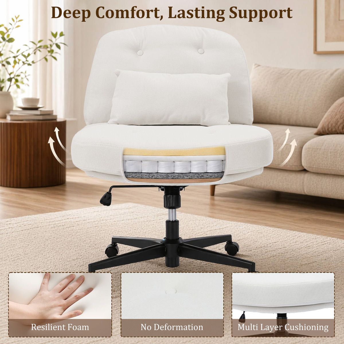 HomeMiYN Adjustable Armless Office Chair, Swivel Back Design